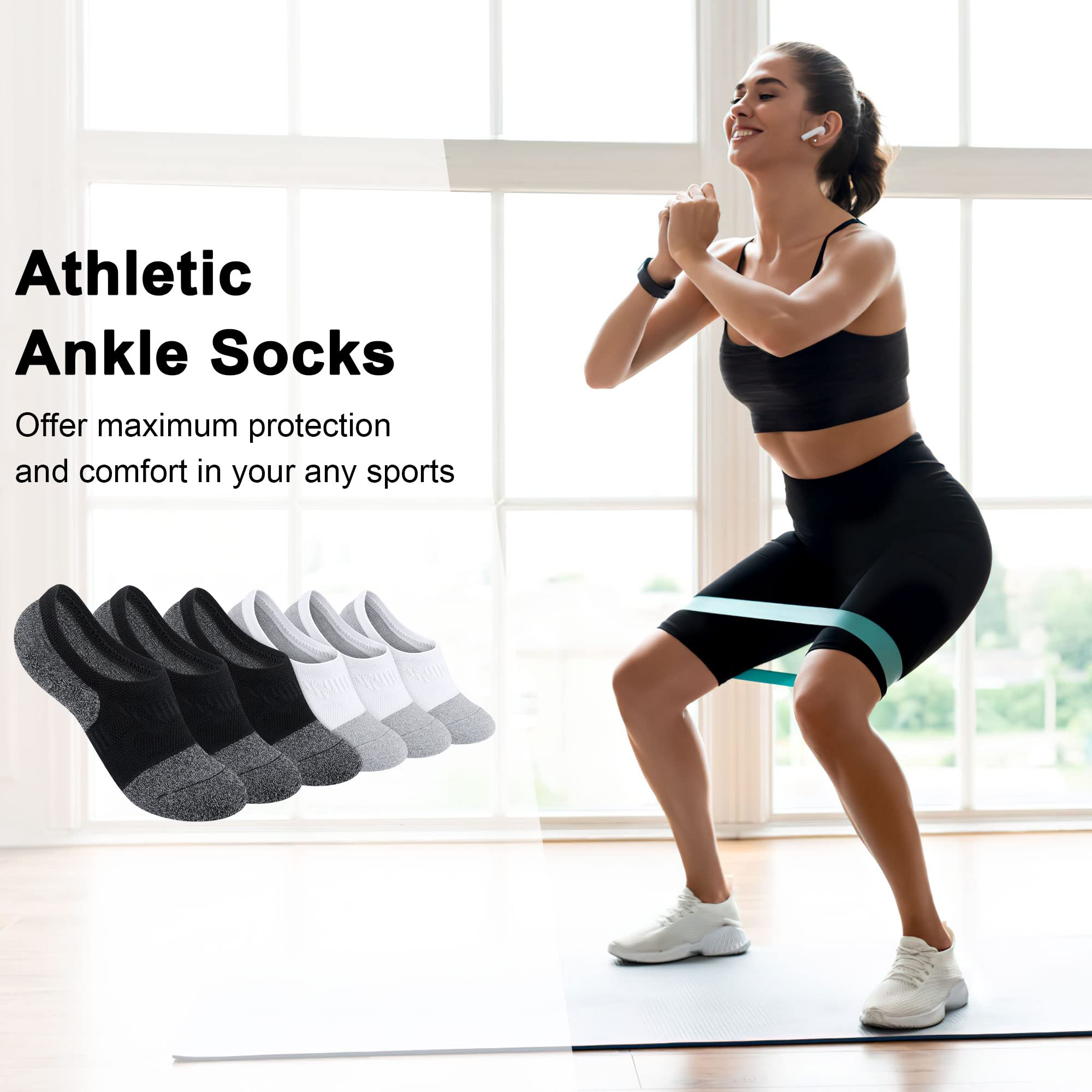Gonii Women's No Show Socks - 5 Pairs Low Cut Athletic Compression Running Socks with Cushioning | Perfect for Workouts, Jogging & Everyday Wear