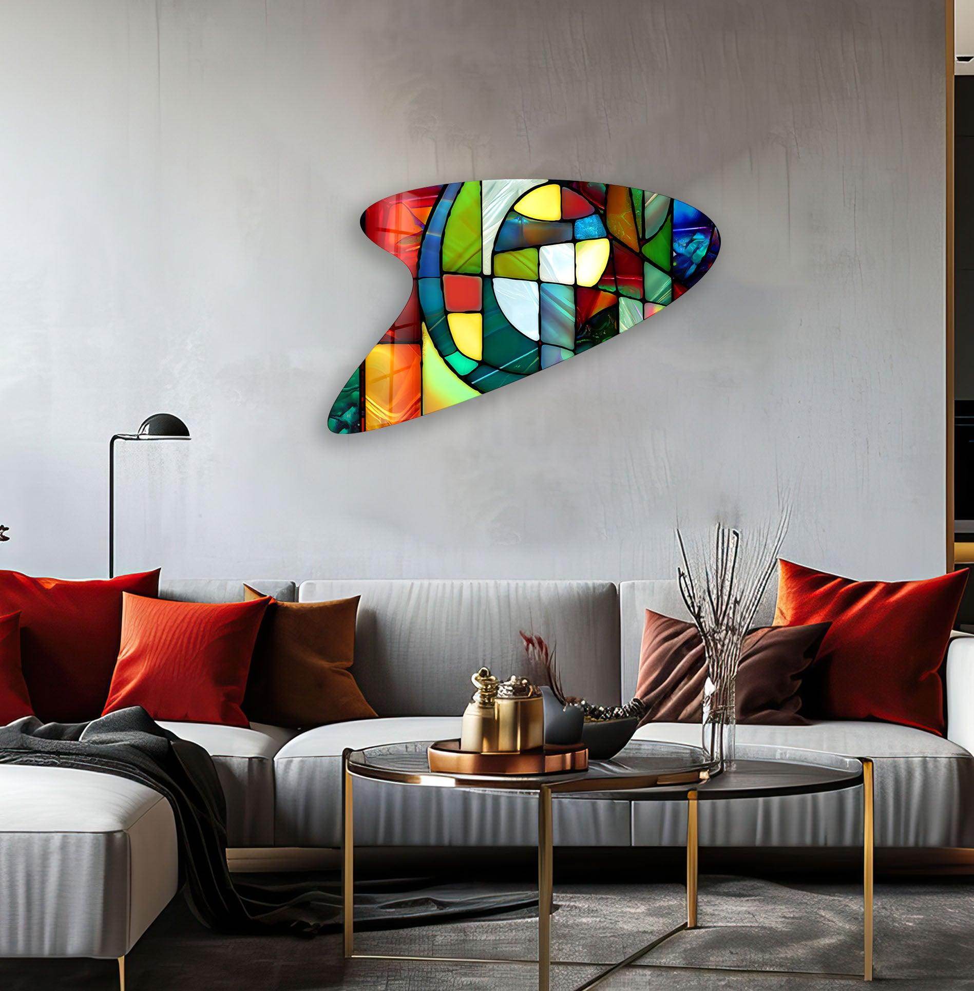 Vibrant Stained Glass Wall Art - Handcrafted Irregular Mosaic Decor for Living Room, Bedroom & Office - Unique Home & Interior Design Accent