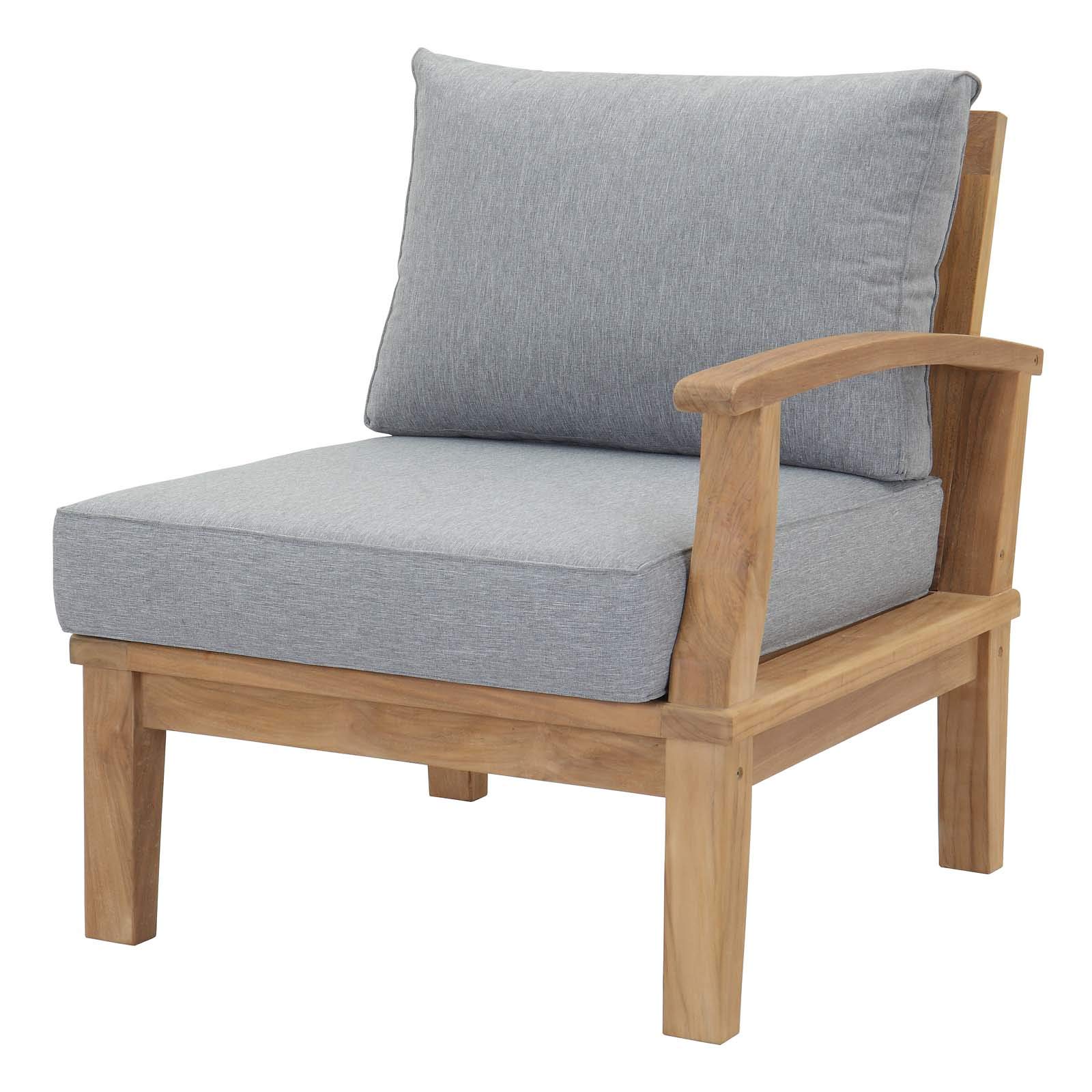 Modern Contemporary Outdoor Patio Furniture Set - 3-Piece Sofa, Chair & Coffee Table in Natural Gray Wood - Perfect for Backyard, Garden or Poolside Relaxation