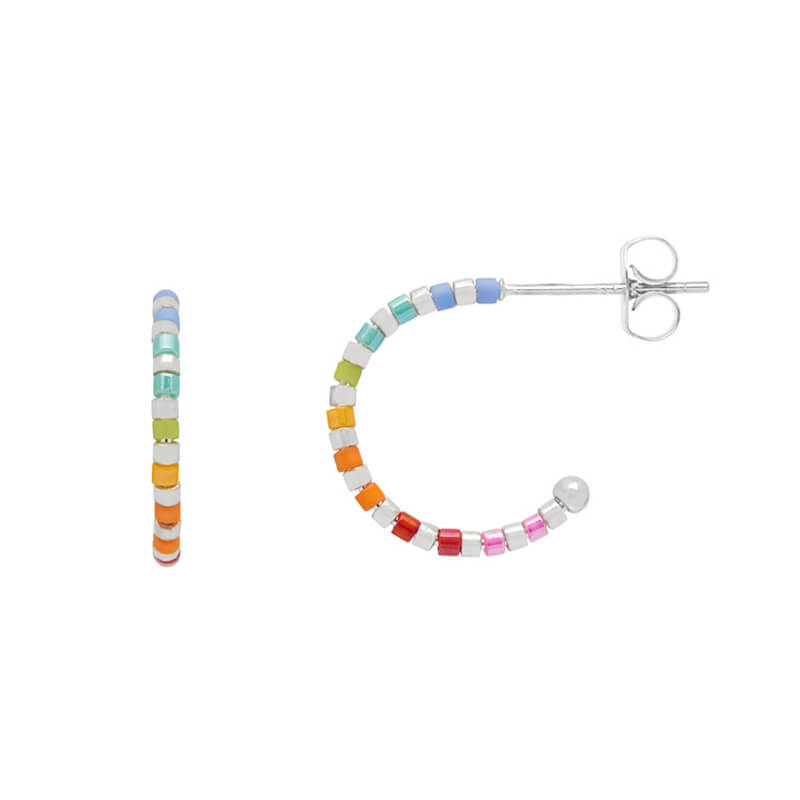 Rainbow Beaded Hoop Earrings for Women - Colorful Bohemian Dangle Earrings - Perfect for Festivals, Parties and Everyday Wear