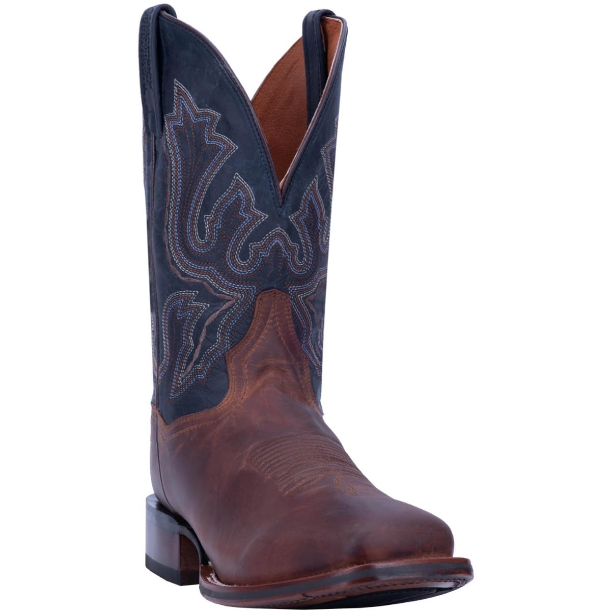 Dan Post Men's Winslow Embroidered Square Toe Casual Boots - Mid Calf Western Boots for Men in Blue & Brown | Comfortable Cowboy Boots for Daily Wear, Country Music Festivals & Outdoor Activities