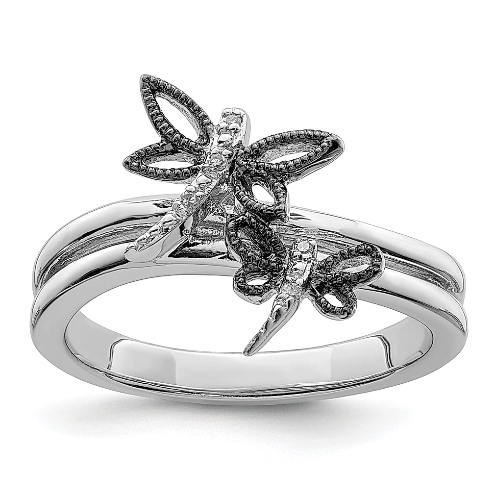925 Sterling Silver Diamond Dragonfly Band Ring for Women - Elegant Butterfly Jewelry Gift for Her - Perfect for Anniversaries, Birthdays & Special Occasions