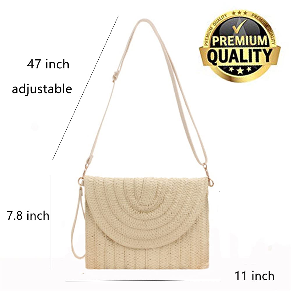 Eco-Friendly Straw Shoulder Bag for Women - Beach Tote, Crossbody Clutch, Casual Purse & Wallet - Perfect for Summer Vacations, Pool Parties, and Boho Fashion Accessories