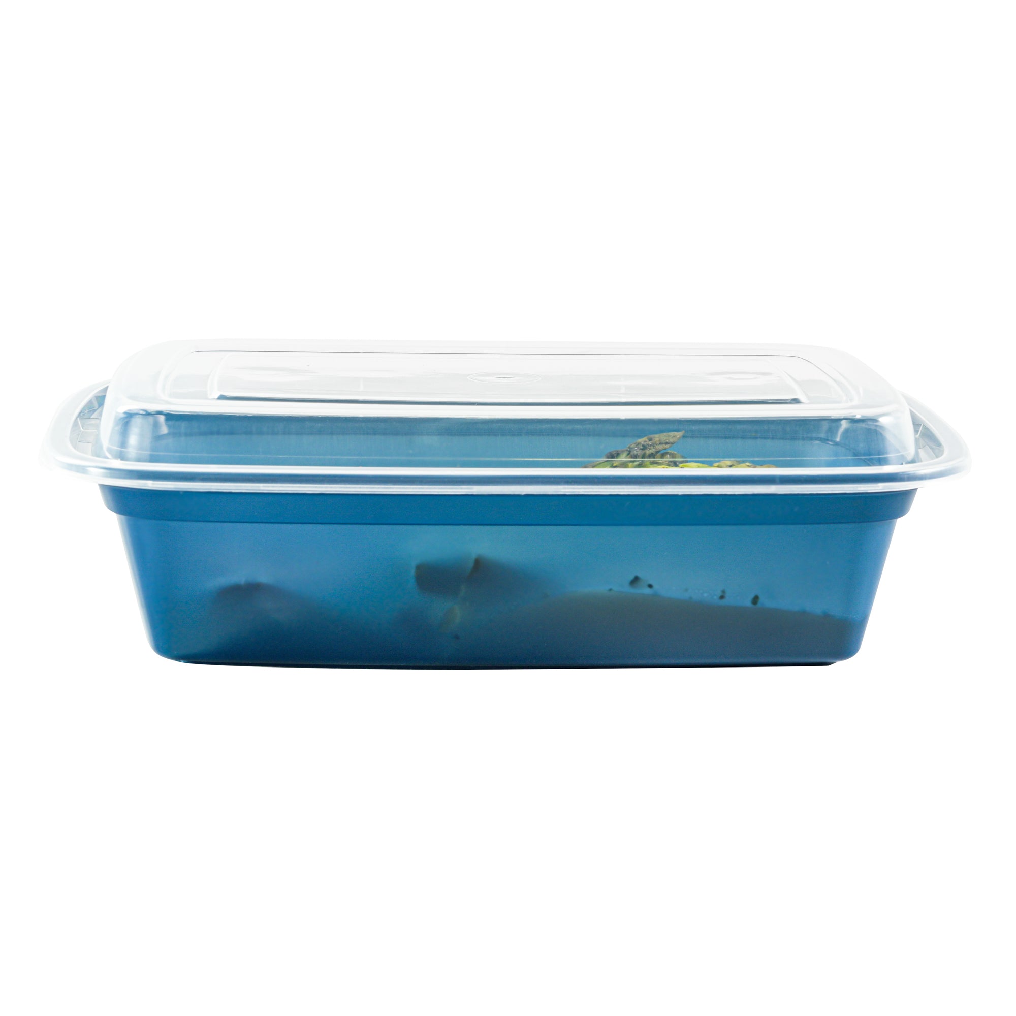 38 oz Rectangle Midnight Blue Plastic To Go Containers with Clear Lids - 100 Pack (8.75