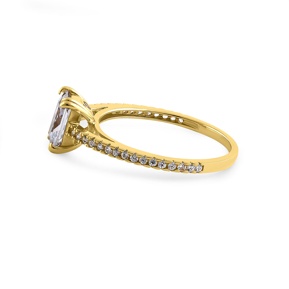 14K Yellow Gold Radiant Cut Cubic Zirconia Engagement Ring for Women - Elegant Wedding Band, Anniversary Gift & Promise Ring for Her