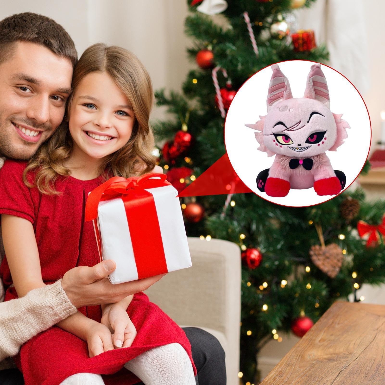 Hazbin Hotel Plush Toy - 9.8 Inch Hell Inn Angel Cat Stuffed Animal, Anime Character Soft Decorative Pillow, Cute Gift for Sofa & Bedroom Decor - Perfect for Anime Fans, Collectors and Home Decoration