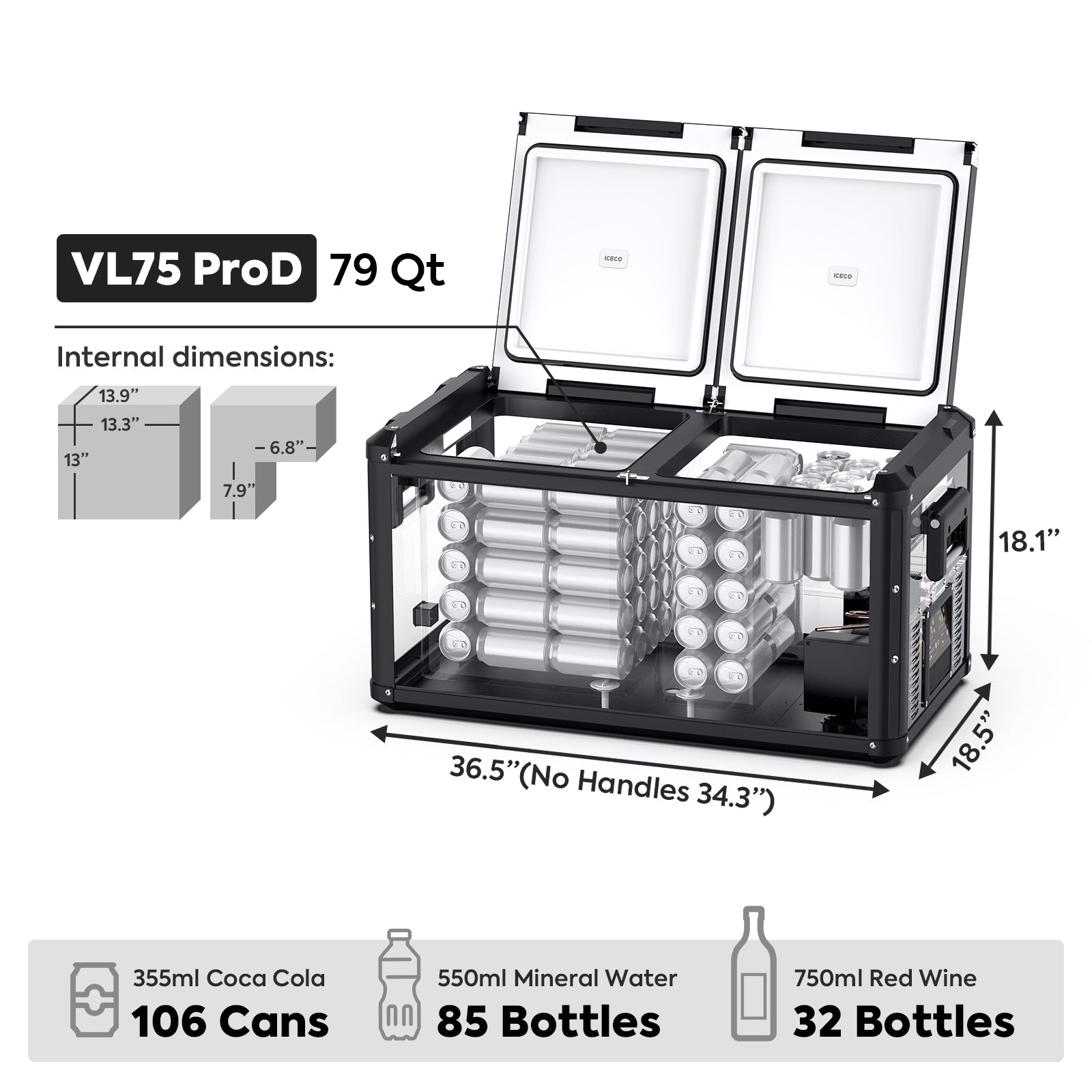 ICECO VL75ProD 79.2QT 12V Portable Freezer with PB1000 Power Station - Heavy Duty Car Refrigerator for Camping, Road Trips & Outdoor Adventures