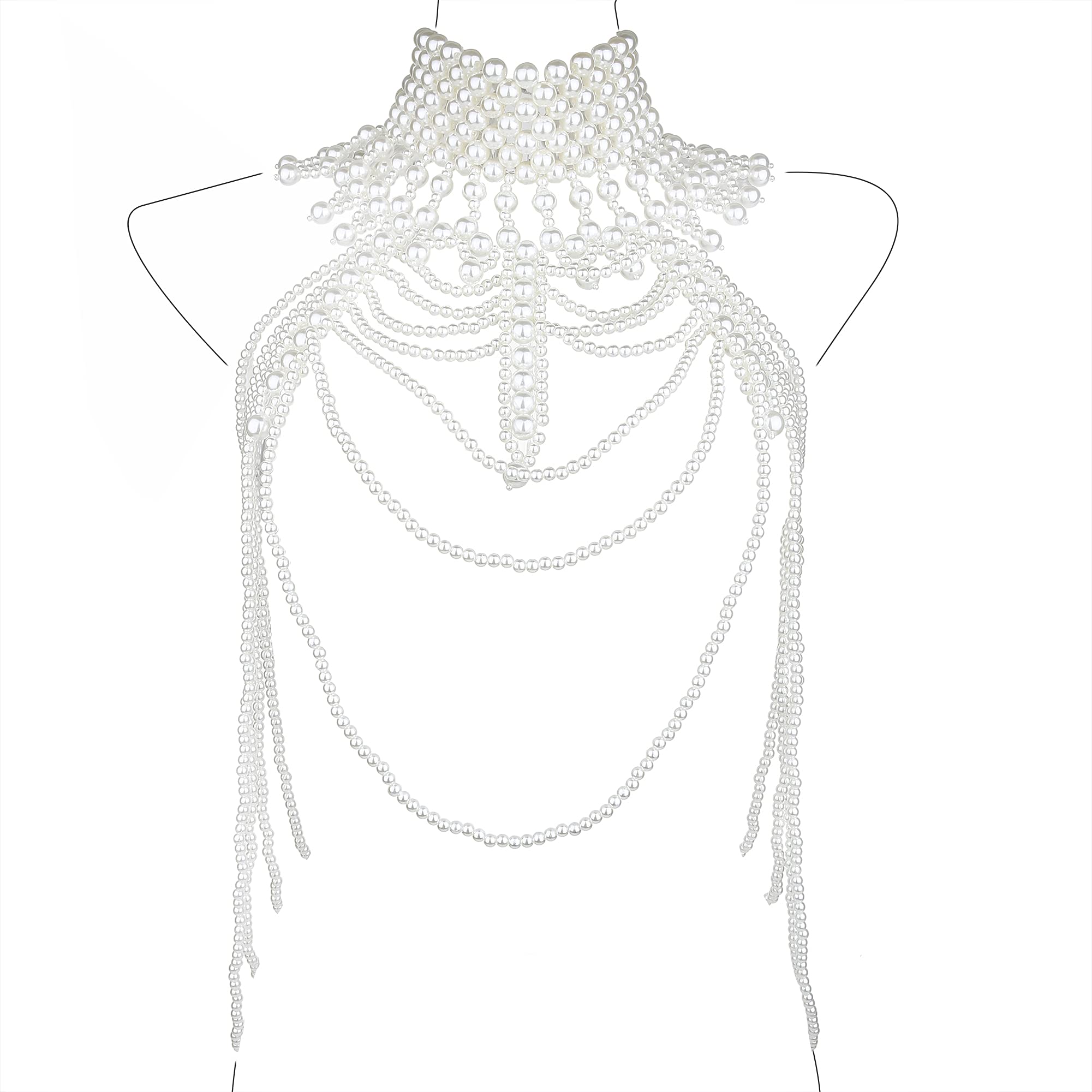 CCbodily Pearl Body Chain Bra - Elegant Shoulder Necklace & Bra Jewelry for Women | Perfect for Beach, Festival, and Boudoir Photography