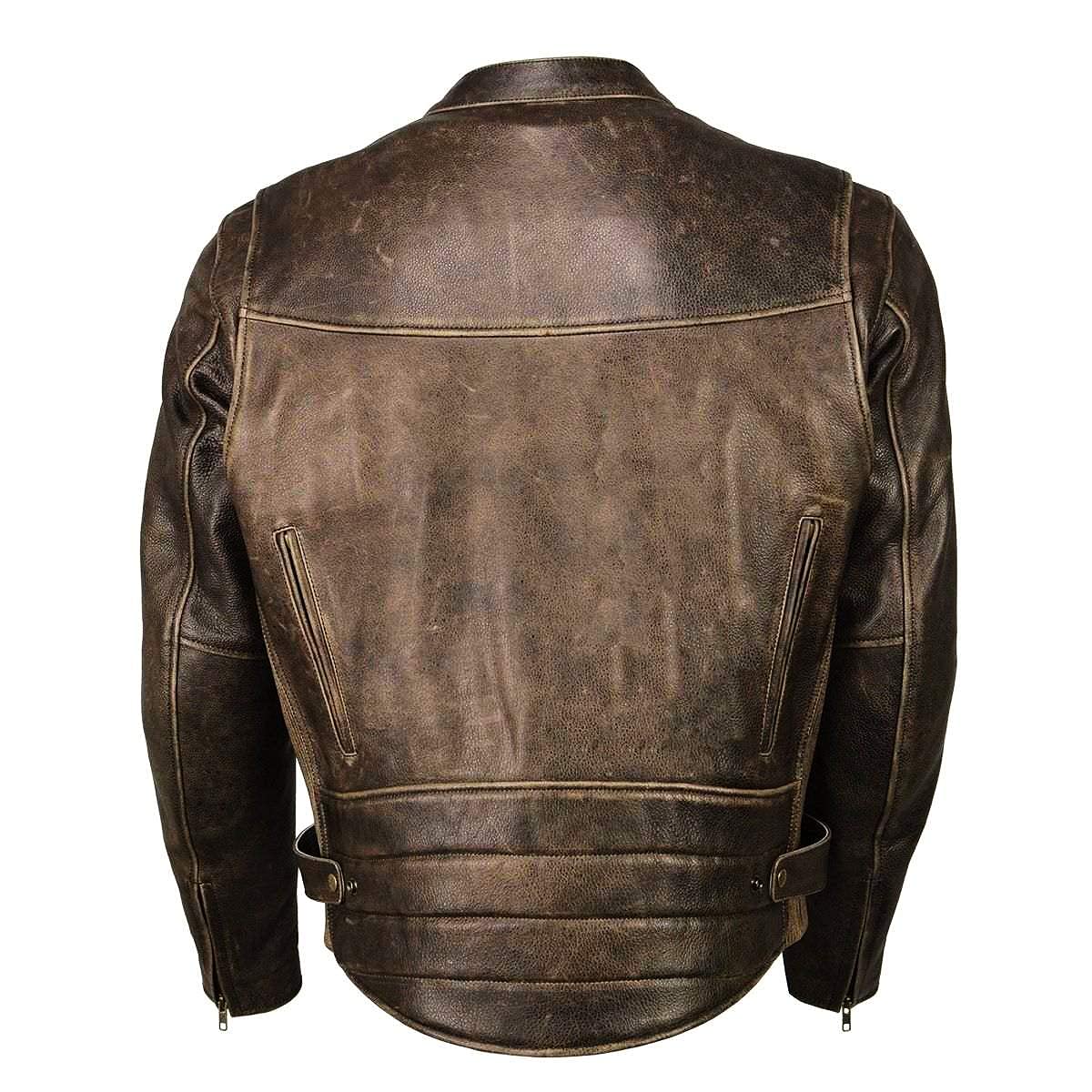 Milwaukee Leather MLM1503 Men's Distressed Brown Motorcycle Jacket - Vented Racer Style Leather Rider Jacket for Harley, Cruiser & Street Bikes | Perfect for Summer Riding & Long-Distance Tours