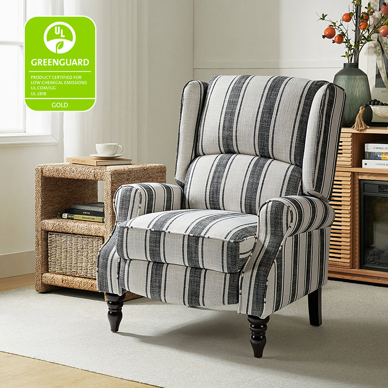 Erdeni Upholstered Manual Wingback Recliner Chair - Comfortable Living Room Armchair with Smooth Reclining Mechanism - Perfect for Home Theater, Reading Nook & Relaxation
