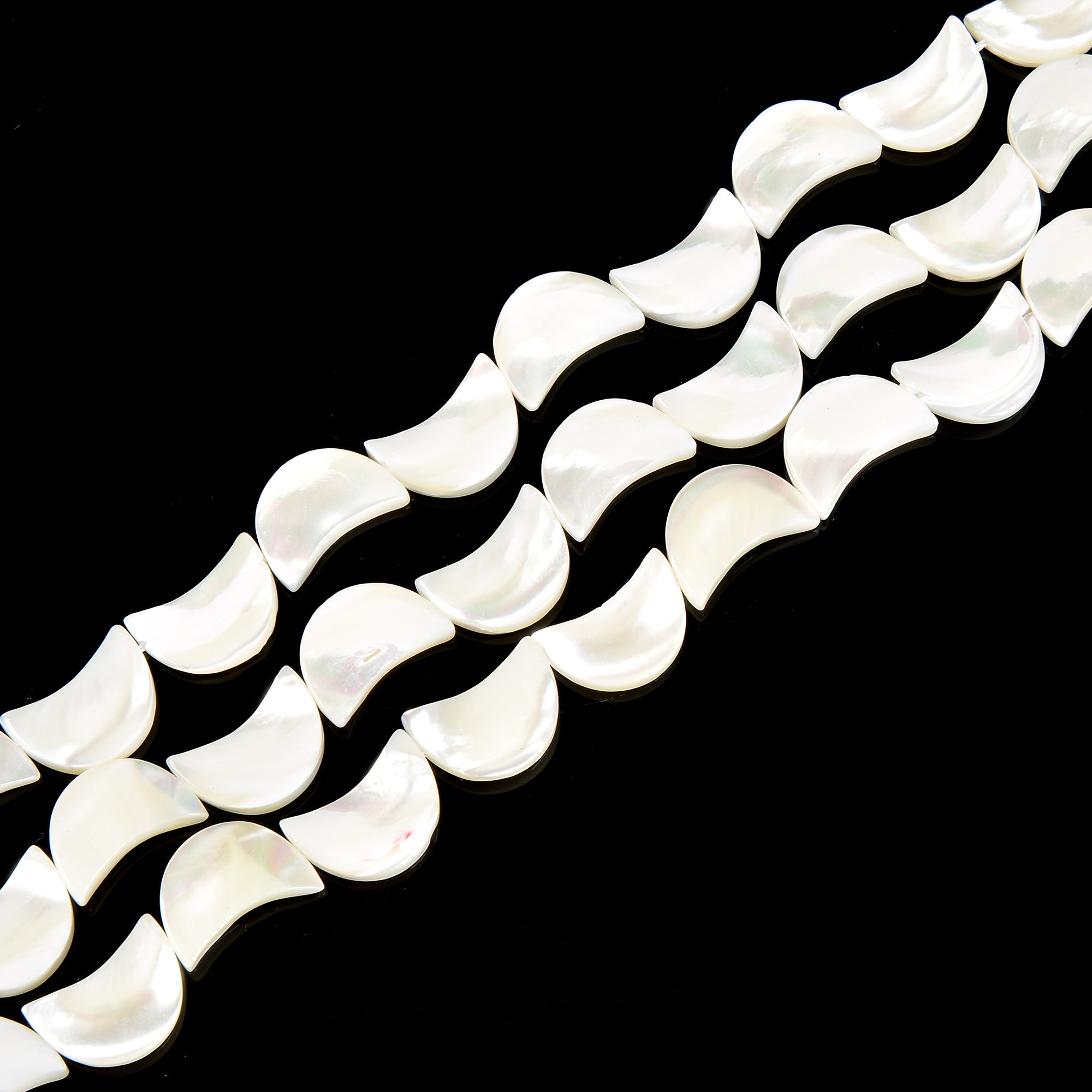Iridescent White Mother of Pearl MOP Shell Moon Beads 7x10mm 8x12mm 15.5