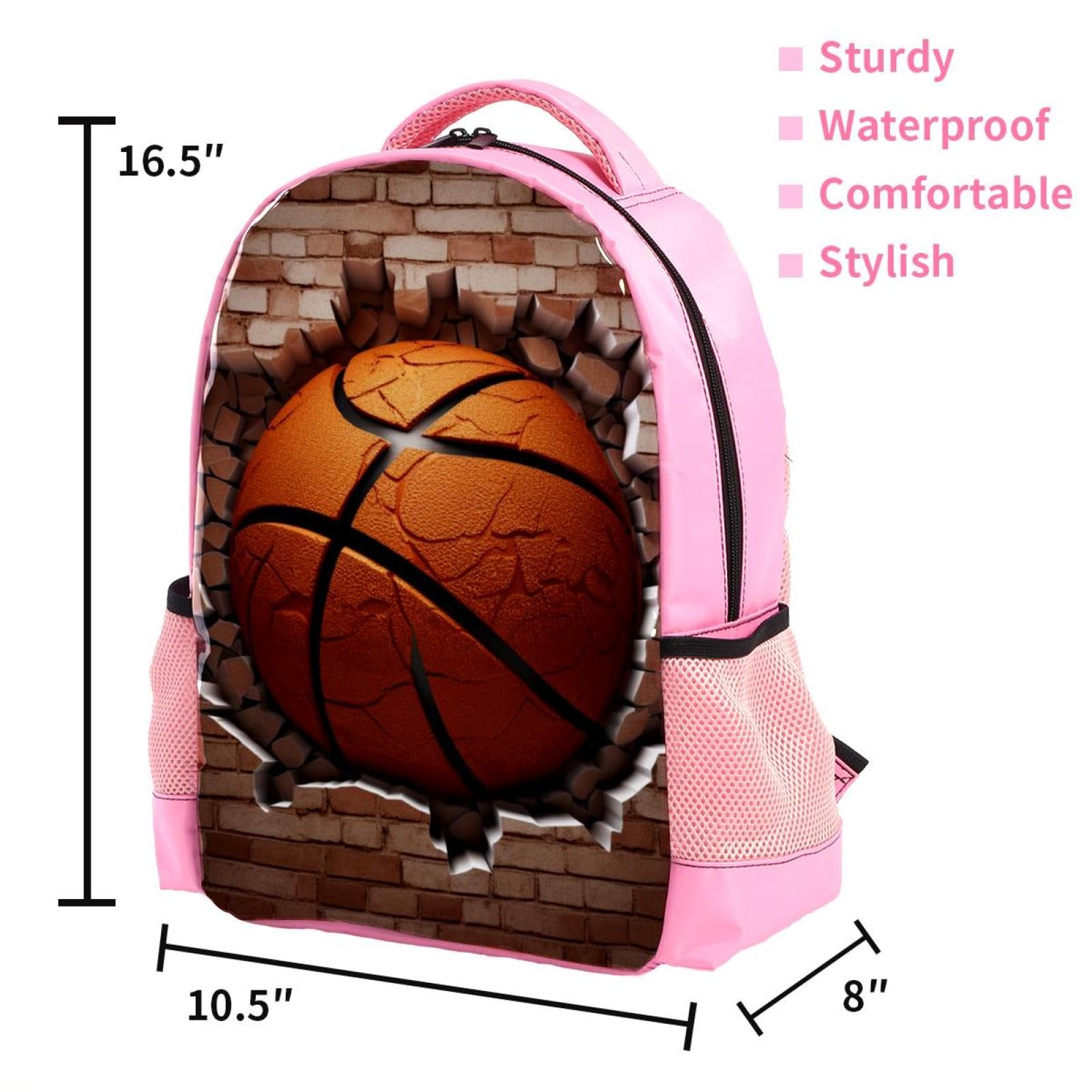 Men's & Women's Travel Backpack with Ball Basketball Wall Texture - Durable Backpack for Gym, School, Work & Outdoor Adventures