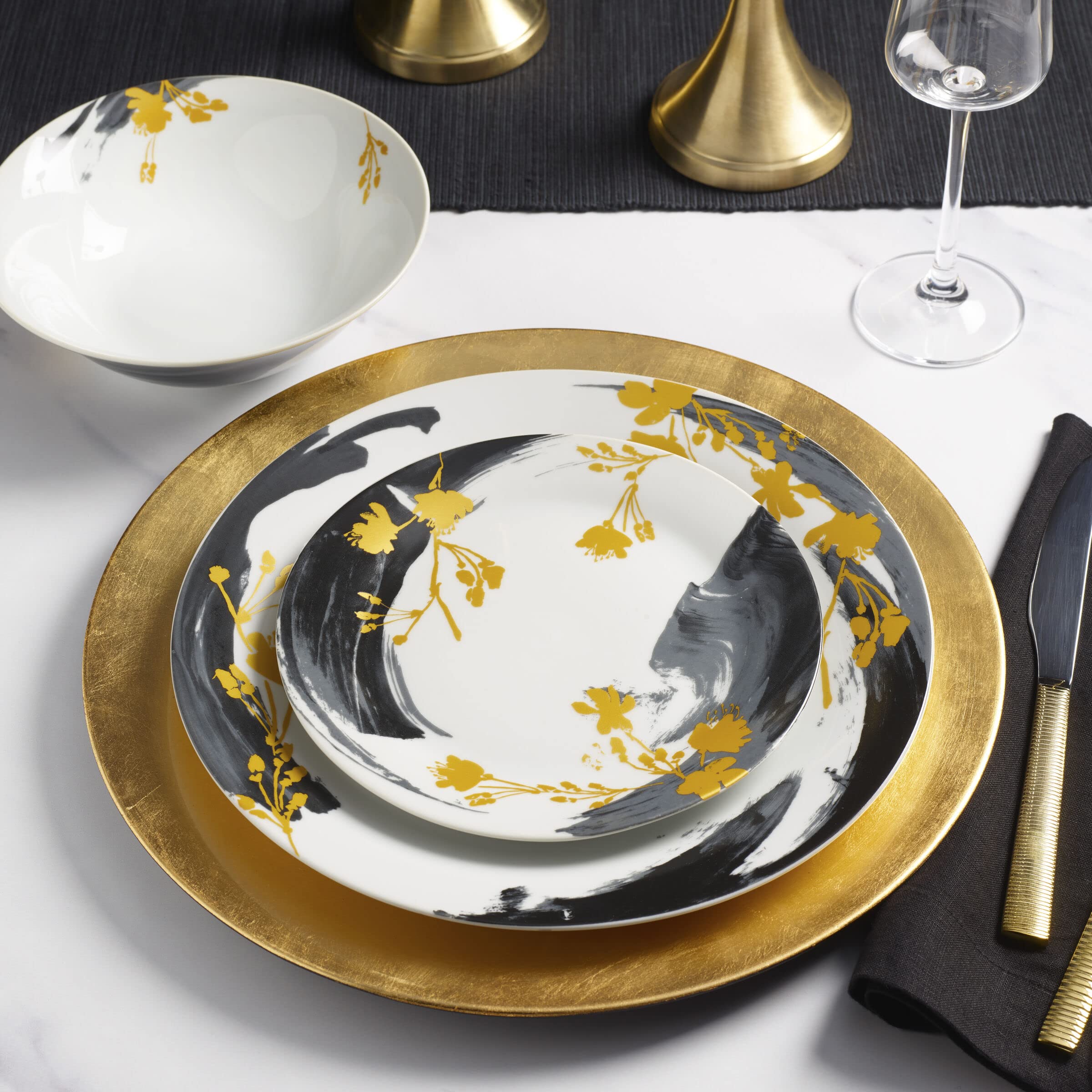 Fitz & Floyd Carmen 24-Piece Dinnerware Set - Service for 8, Colorful Porcelain Dinner Plates, Bowls & Cups - Elegant Table Setting for Holidays, Dinner Parties & Family Gatherings