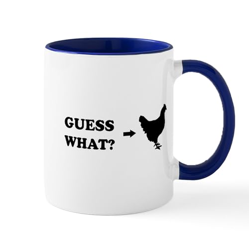 White/Navy Inside - Guess What Chicken Butt Mugs
