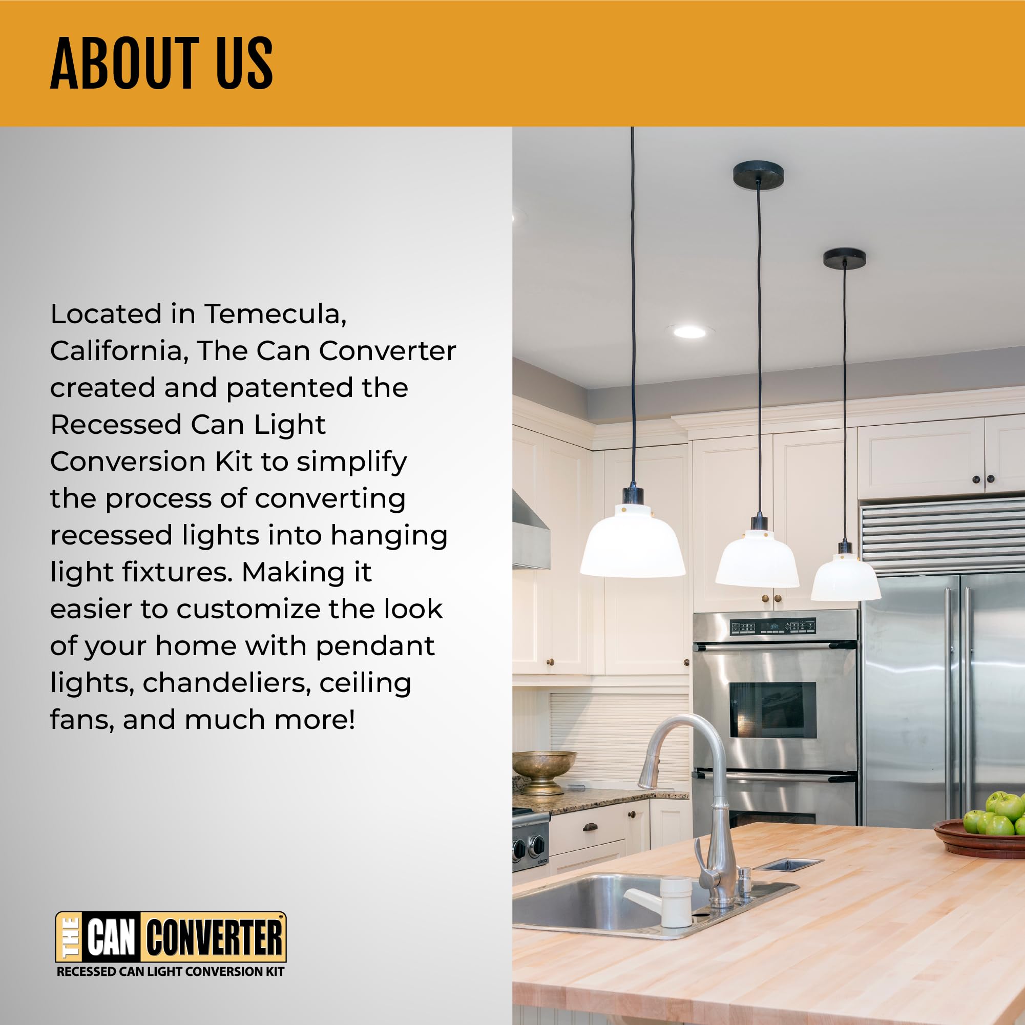 Recessed Can Light Conversion Kit - Gold, for Ceiling & Pendant Lights - Home Improvement