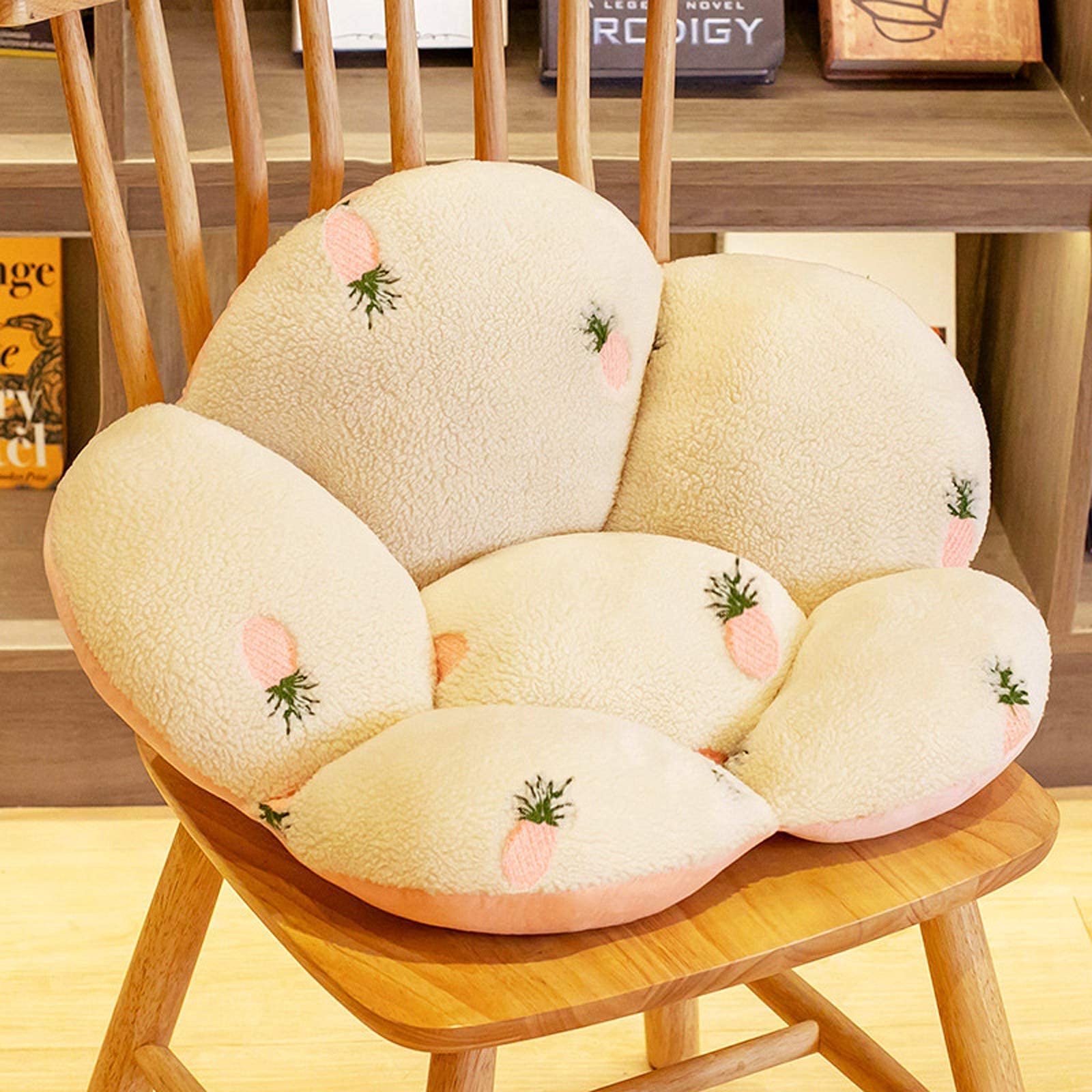 Premium Cotton Square Chair Cushion - Soft Fleece Seat Pad for Office Chairs & Wheelchairs - Cream Color, Self-Inflating Comfort Support - Perfect for Home Office, Gaming & Ergonomic Seating
