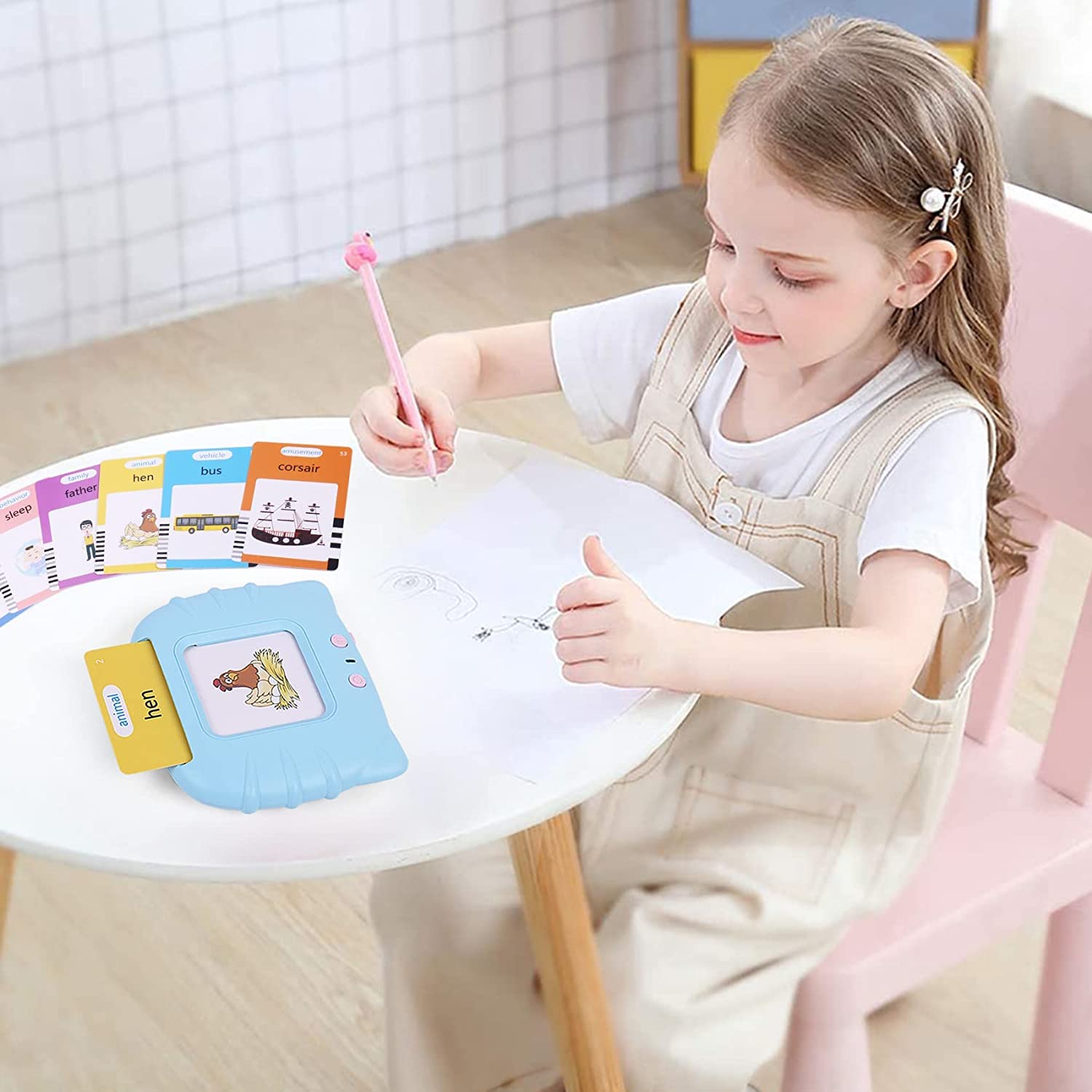 510 Sight Words Talking Flash Cards - Educational Toddler Learning Toys with Speech Function | Vocabulary Building Flash Cards for Boys & Girls | Perfect for Preschool, Homeschool & Speech Therapy (Pink, Medium)