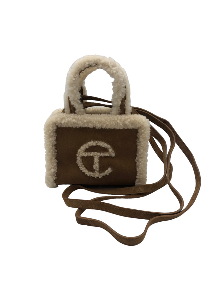 Ugg x Telfar Mini Shopper Crossbody Bag - Genuine Shearling Leather Women's Shoulder Purse for Everyday Use, Shopping & Travel Accessories
