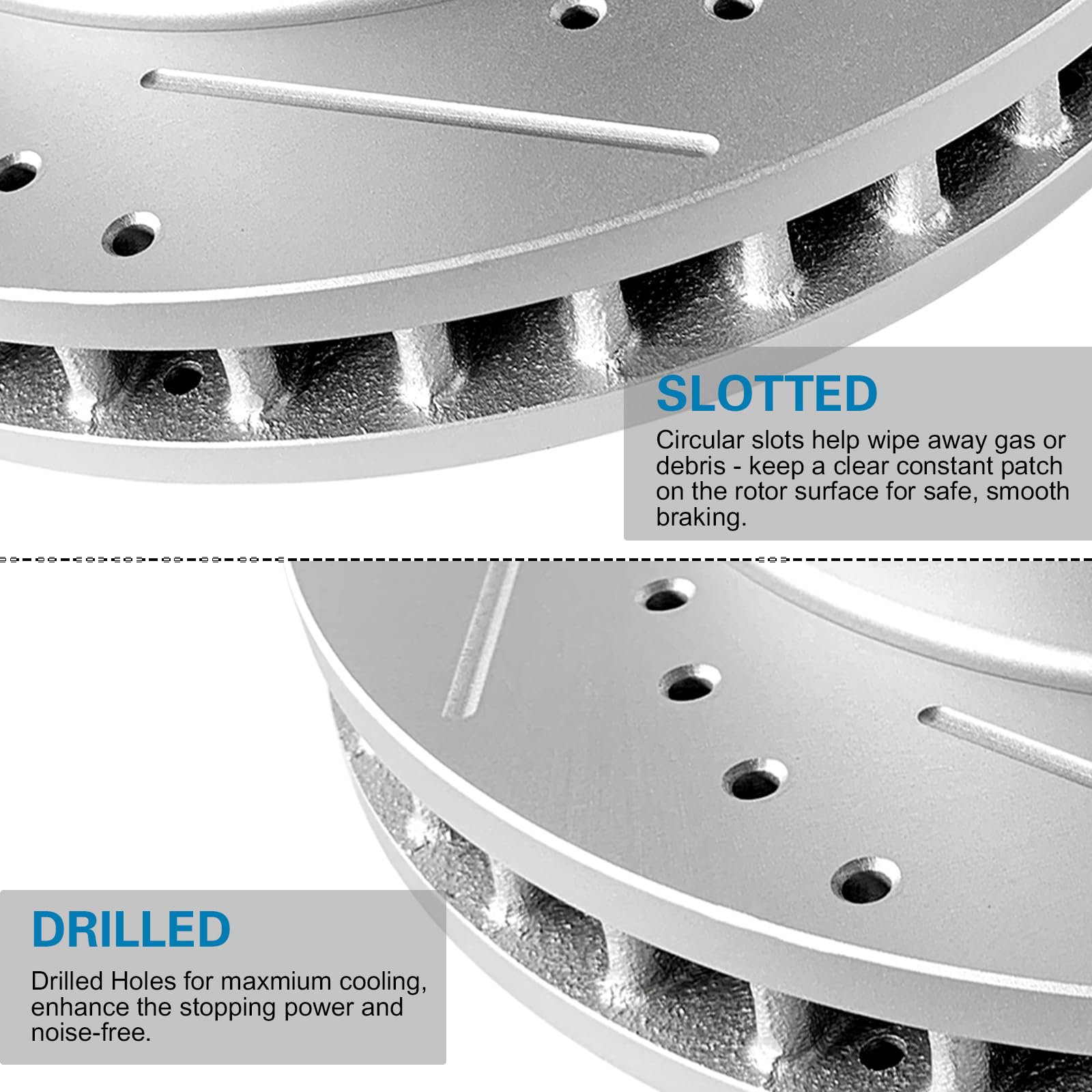 WEIZE Front Truck & Tow Brake Kit - Carbon Fiber Ceramic Brake Pads & Drilled/Slotted Rotors - Compatible with Toyota Tacoma, 4Runner, FJ Cruiser - Heavy Duty Towing & Off-Road Performance