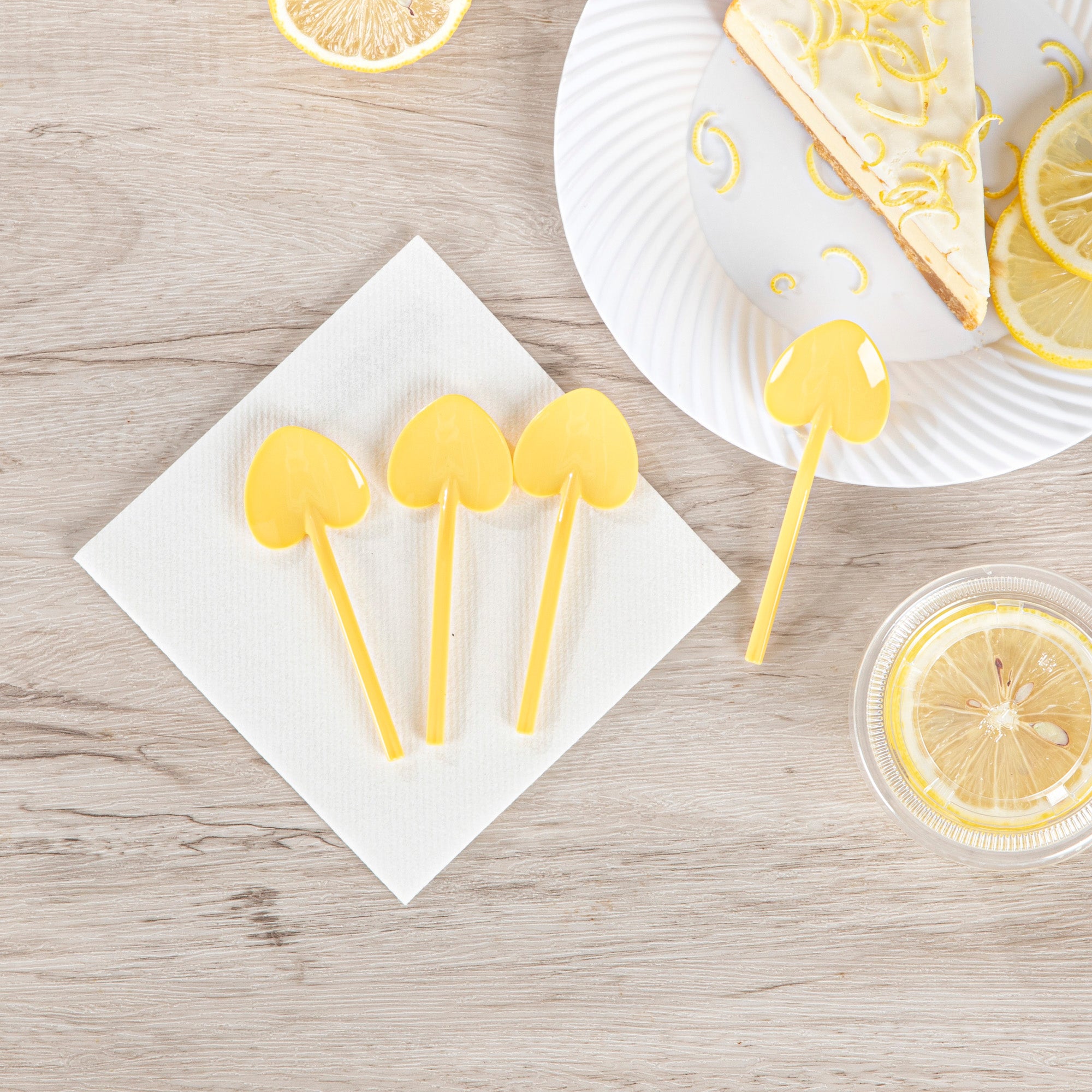 100-Pack Yellow Plastic Baby Love Shovel Spoons (3.5