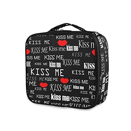 Susiyo Kiss Me Red Lip Travel Makeup Case - Large Cosmetic Bag & Makeup Organizer for Women | Perfect for Travel, Gym & Daily Essentials Storage