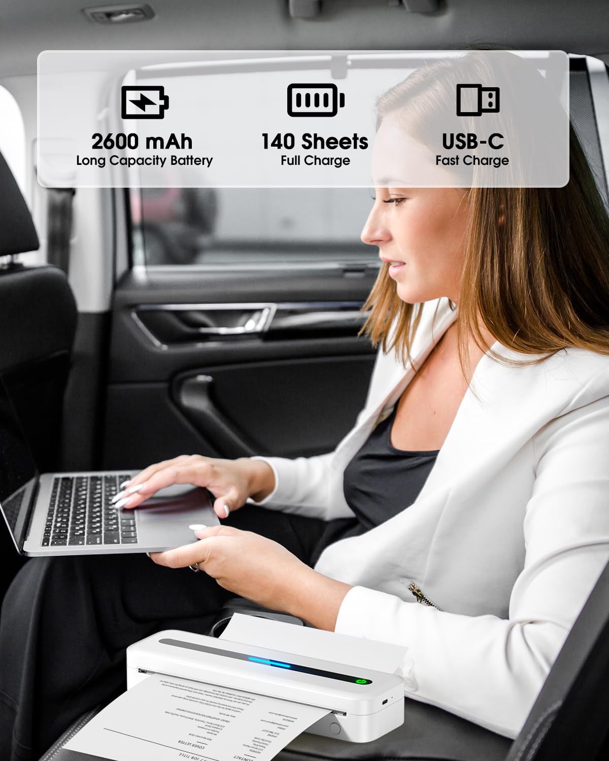 Itari M832 Wireless Thermal Printer - Portable Bluetooth Printer for Travel, 300dpi Inkless Printing, Compatible with Android, iOS & Laptop (Supports 8.5