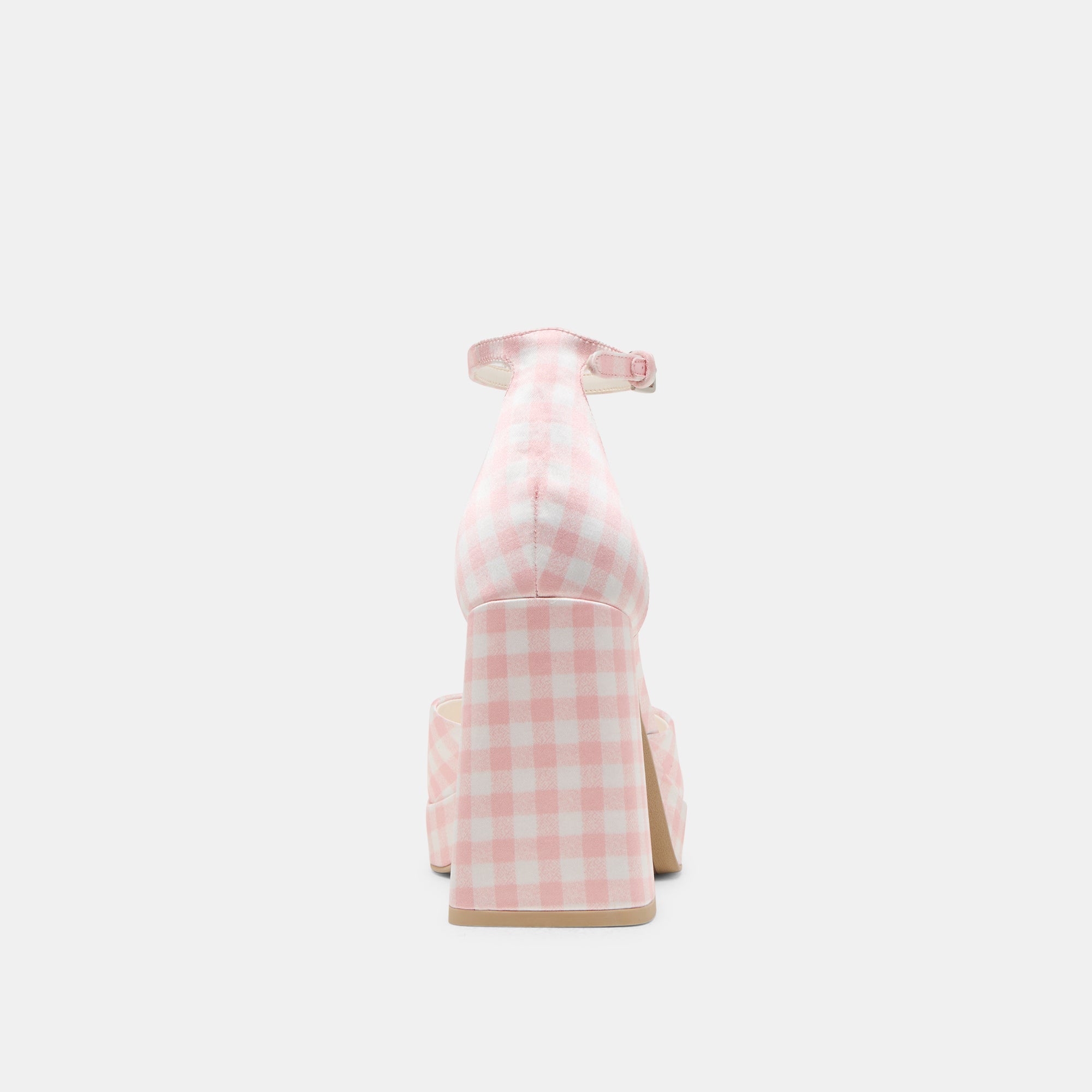 PANDRO X BYRDIE Golf Wide Heels - Pink Plaid Gingham Women's Shoes for Walking & Casual Wear | Comfortable & Stylish for Work, Parties & Everyday Outfits