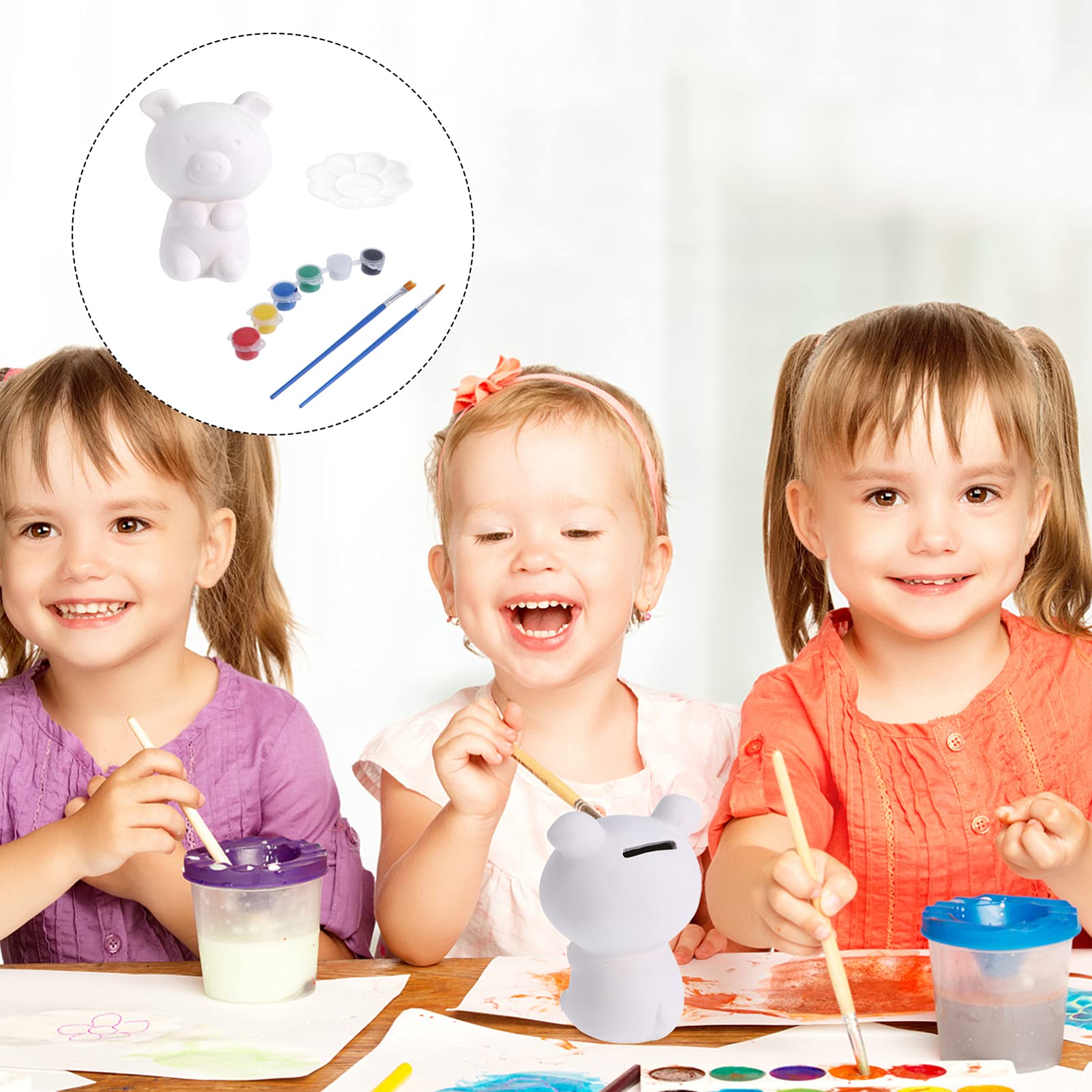 DIY Paint Your Own Ceramic Piggy Bank Kit - Unfinished White Ceramic Bank for Kids & Adults - Creative Painting Craft for Birthday Gifts & Home Decor (Pig Shape) - Perfect for Art Classes, Party Activities & Family Bonding Time