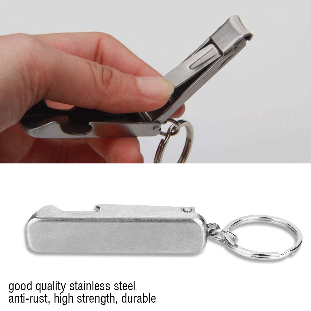 Premium 2-in-1 Stainless Steel Nail Clipper & Bottle Opener with Keychain - Durable Manicure Tool for Home, Travel, and Outdoor Adventures (Camping, Hiking, Gym)