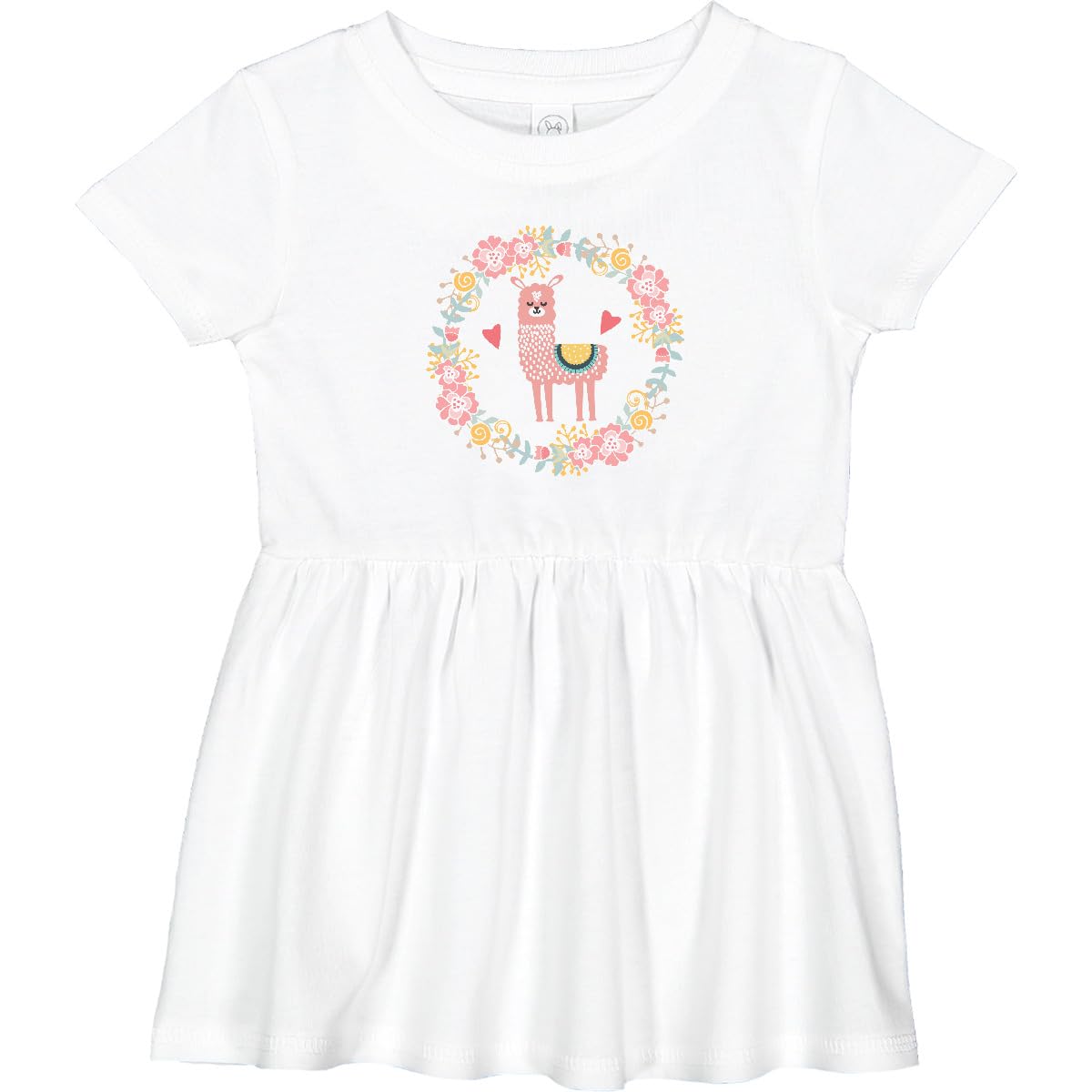 Inktastic Llama Rose Flower Wreath Baby Girl Dress - Cute Floral Animal Print Outfit for Infants, Photo Shoots & Special Occasions