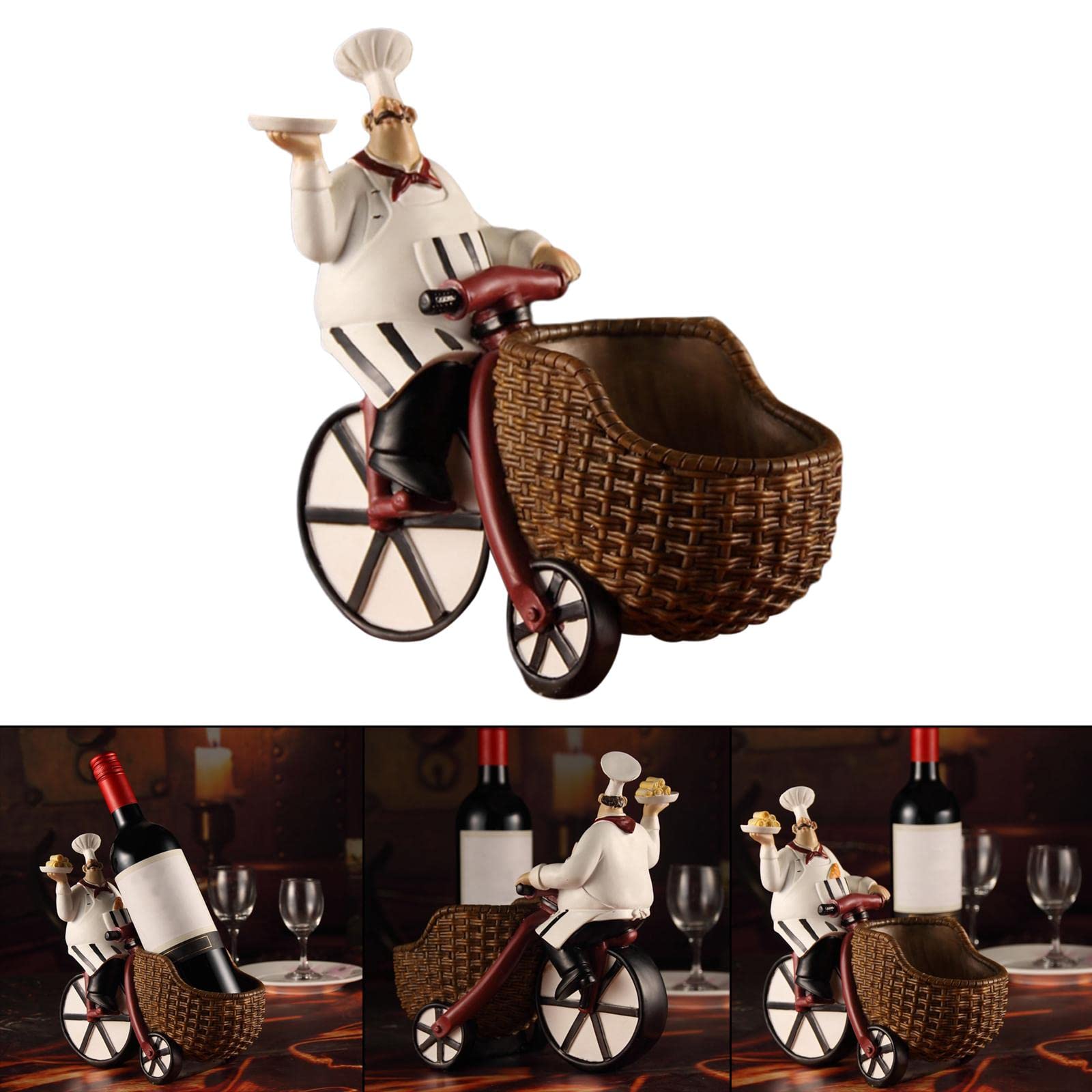 Stylish Resin Wine Bottle Holder & Storage Rack - Chef Figurine Design for Kitchen, Dining Room, Bar Decor - Perfect for Tabletop Wine Display, Liquor Organization & Home Entertaining