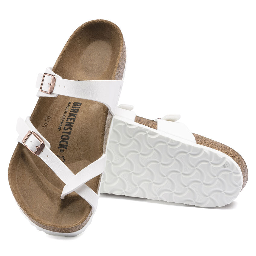 Birkenstock Mayari Birko-Flor Classic Footbed Sandals - Women's Comfortable White Leather Sandals for Summer, Beach & Casual Wear