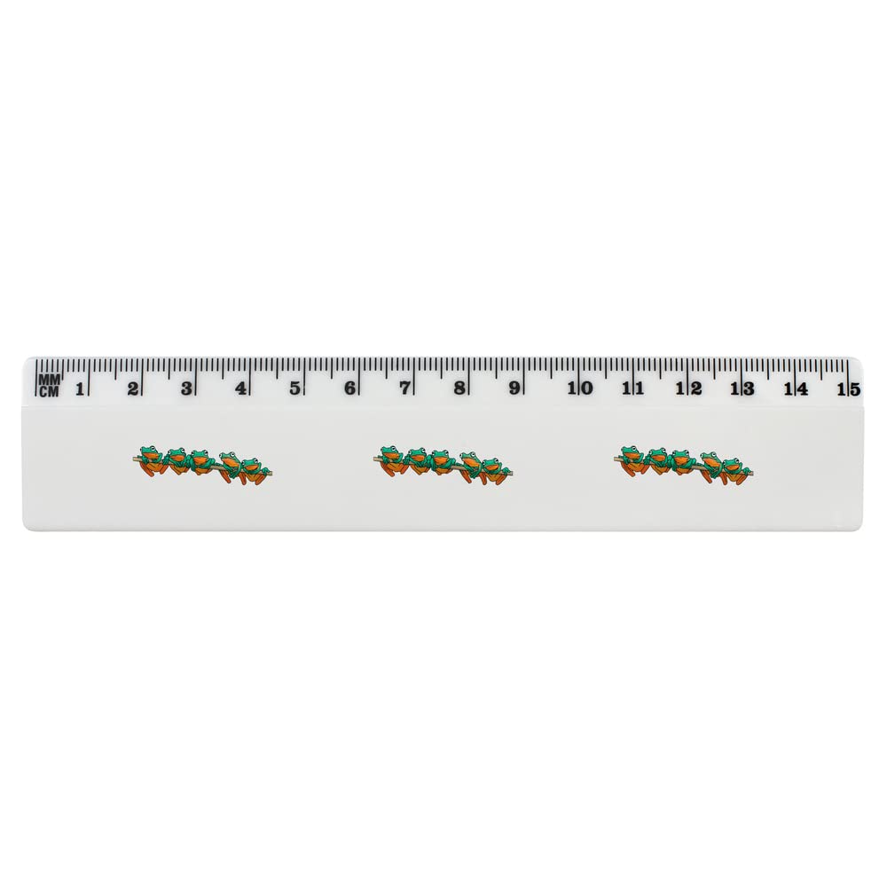 Azeeda 'Tree Frog Family' 15cm (6 Inch) White Plastic Ruler with Measurement Markings - School Supplies, Office Stationery, Art & Craft Projects (RL00067777)