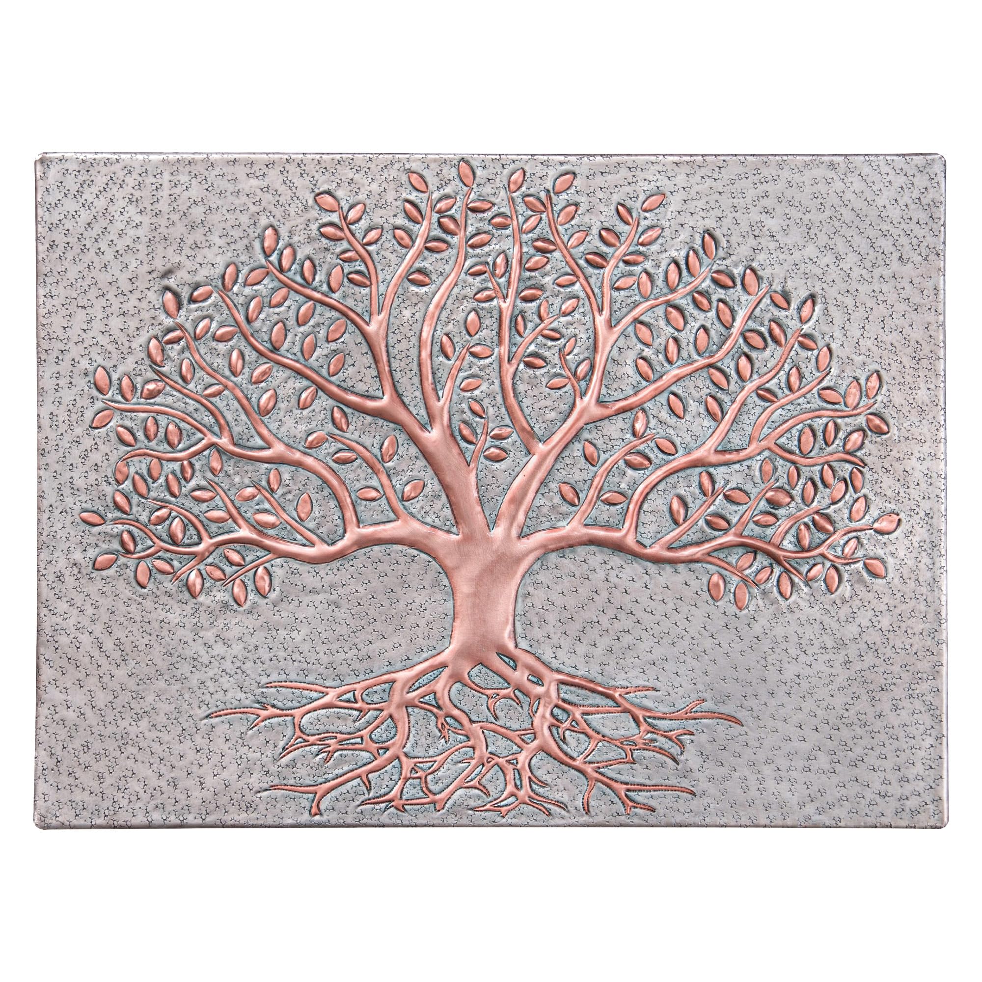 Handmade Copper Kitchen Backsplash Tiles - Tree of Life Design with Roots, Custom Stove Splashback Panel for Indoor & Outdoor Wall Decor (Gray & Copper) | Perfect for Farmhouse, Rustic, and Modern Kitchen Renovations