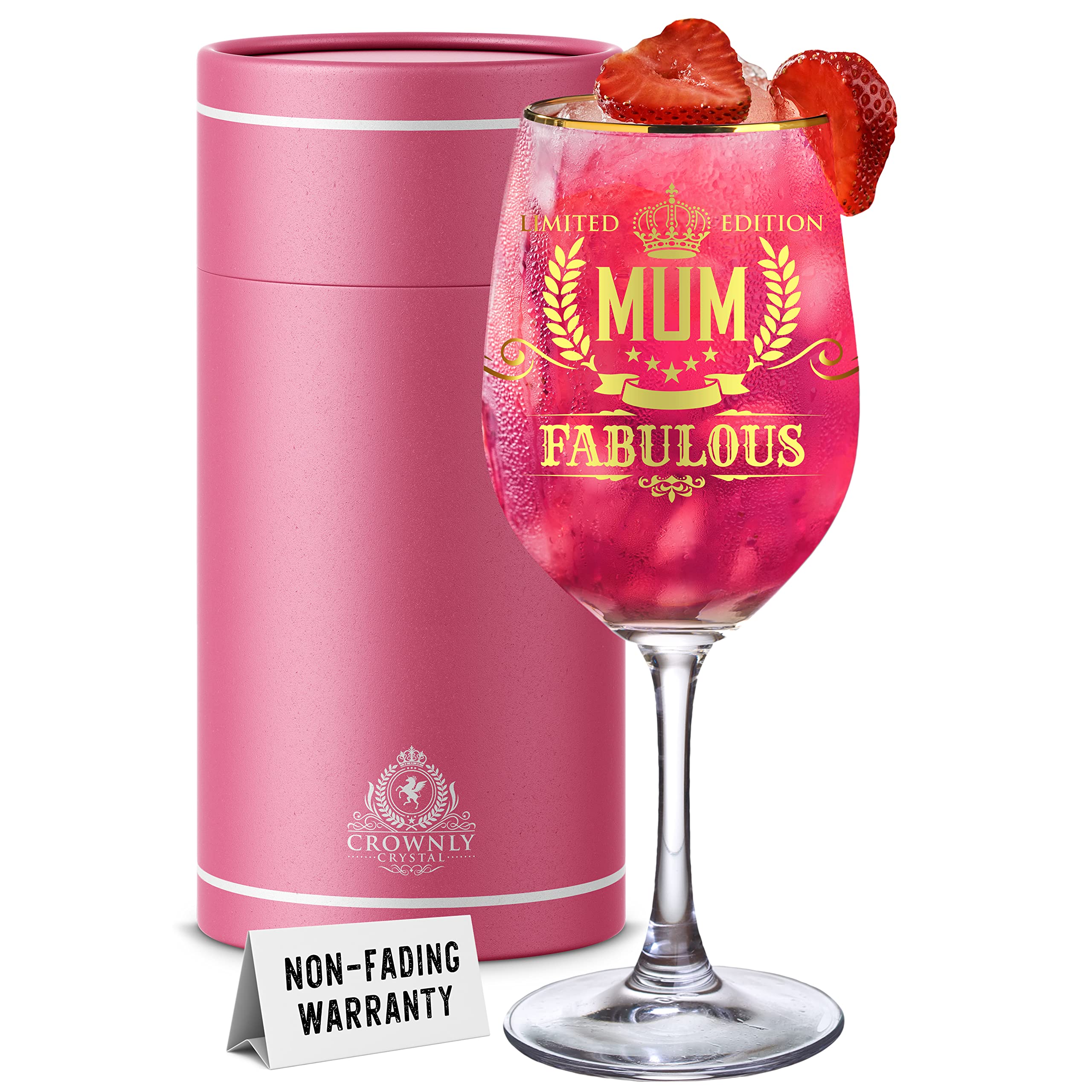 Personalized CROWNLY CRYSTAL® Wine Glass - Elegant Mother's Day Gift for Mum, Birthday Present for Women, Custom Mom Gifts - Perfect for Wine Tasting, Anniversary Celebrations & Special Occasions