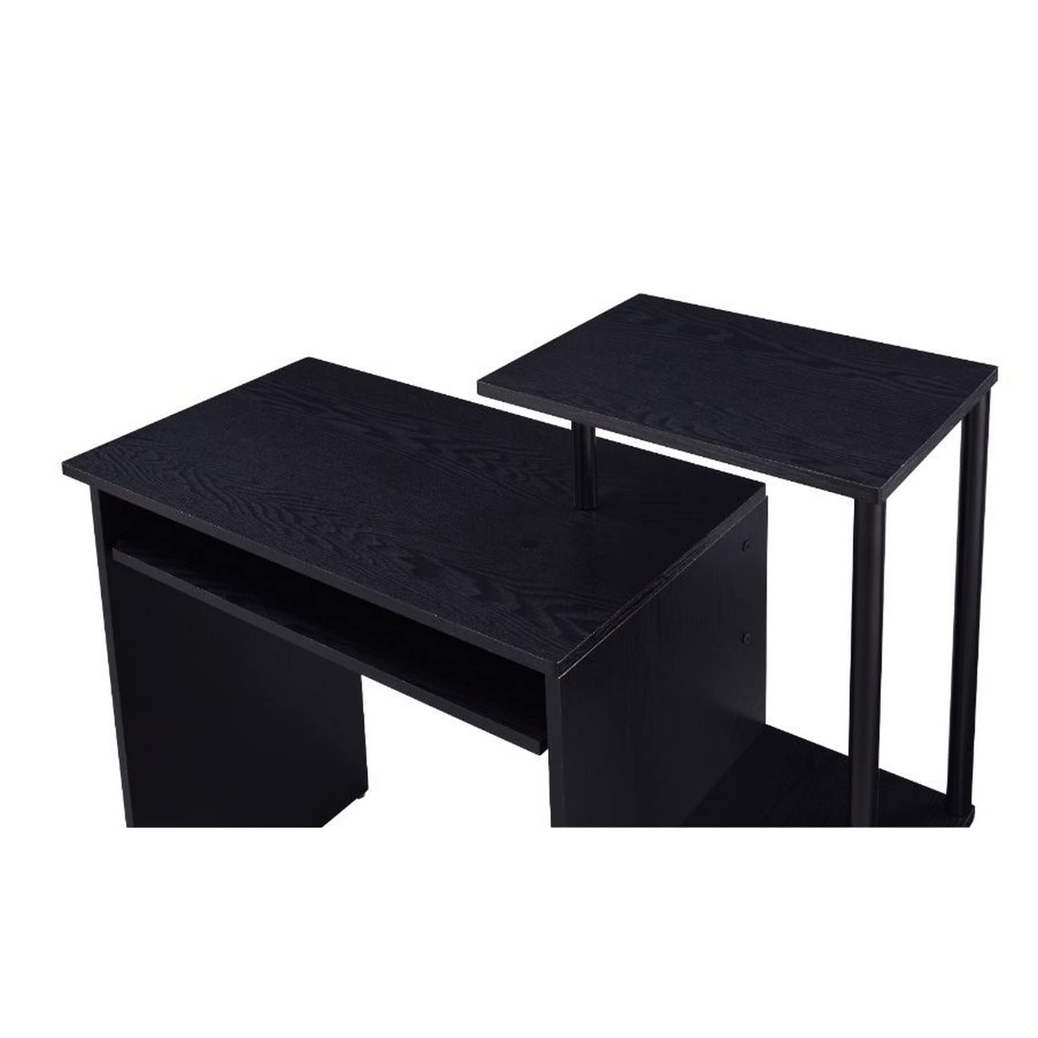 Benjara Black Computer Desk with Built-in Bookshelf - Home Office Desk for Work, Study, and Gaming