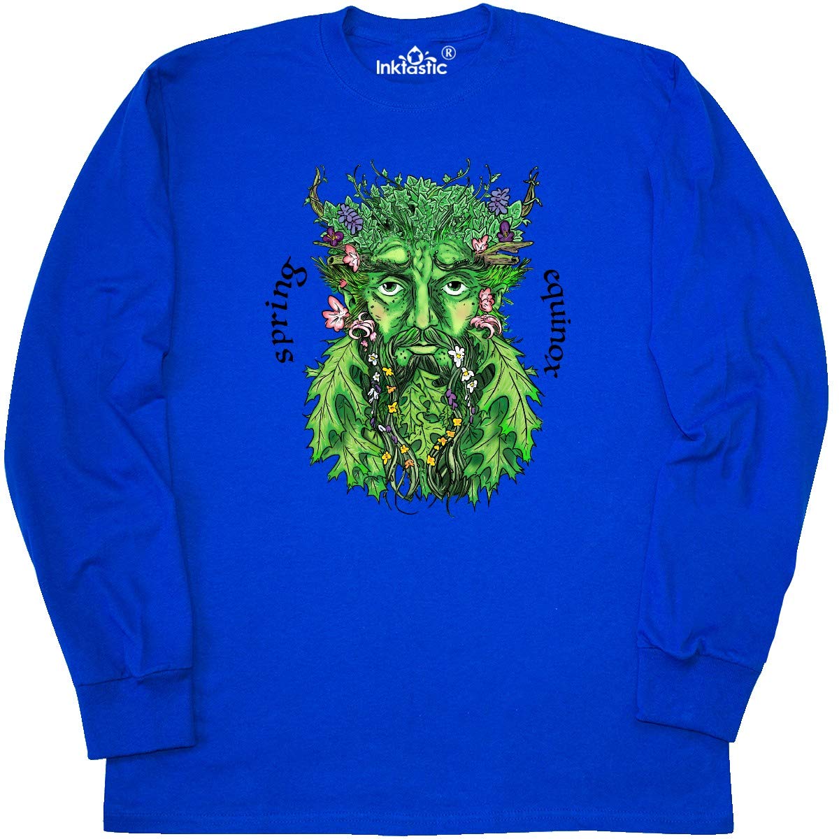 Inktastic 1st Day of Spring Greenman Spring Equinox Long Sleeve T-Shirt for Men & Women - Eco-Friendly Nature Lover Tee - Perfect for Earth Day, Spring Festivals & Outdoor Activities