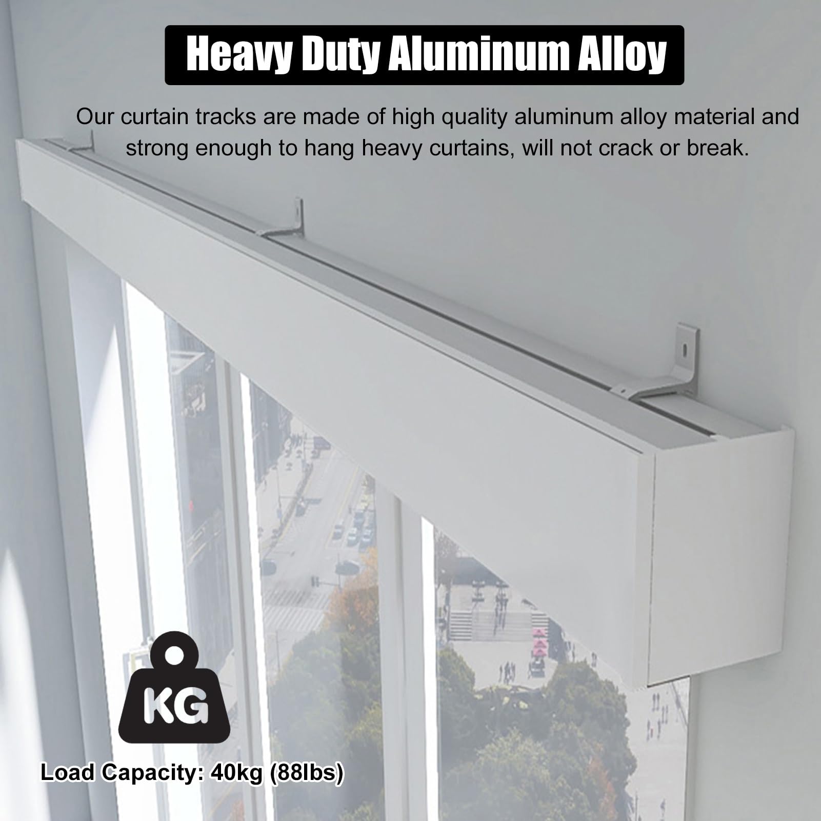 Heavy Duty Aluminum Wall Mount Curtain Pelmet Panel with Tracks - 1.2m (3.9ft) Decorative Single Curtain Track System & Valance for Living Room, Bedroom & Window Treatment
