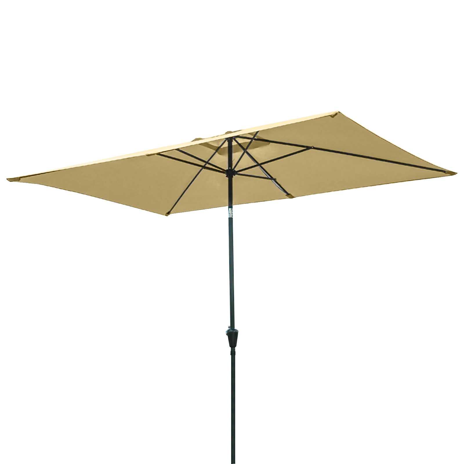 Rectangle Patio Umbrella with Tilt & Crank - 6 Sturdy Ribs for Deck, Lawn, Pool - 6.5x10ft Outdoor Market Table Umbrella - Perfect for Backyard, Beach, Restaurant & Cafe Dining