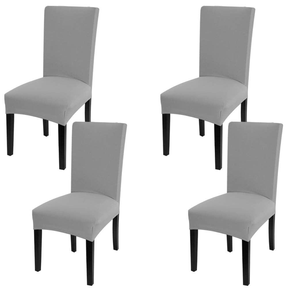 Fuloon 4-Pack Stretchable Washable Dining Chair Covers - Removable Slipcovers for Chairs, Perfect for Home, Hotel, Wedding Banquet & Party Decor (Beige) | Spandex Fabric Seat Protectors for Dining Room & Ceremony Events