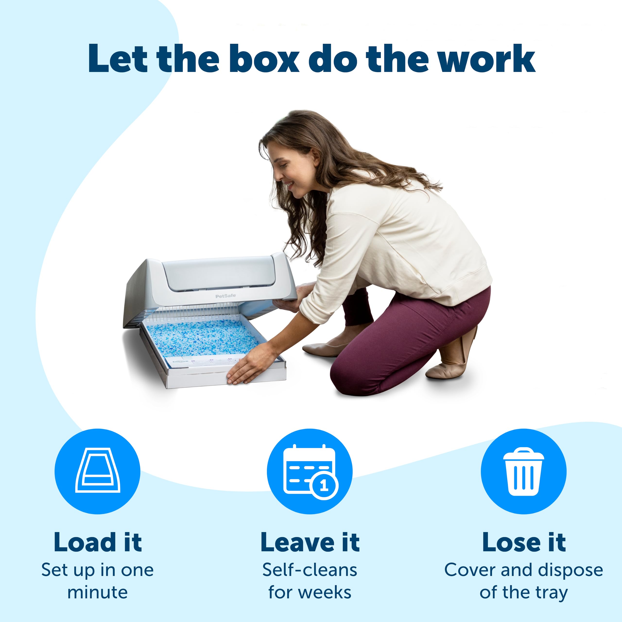PetSafe ScoopFree Covered Self-Cleaning Cat Litter Box - 2nd Gen with Disposable Crystal Litter Trays, White | Automatic Odor Control for Indoor Cats | Perfect for Small Spaces & Multi-Cat Homes