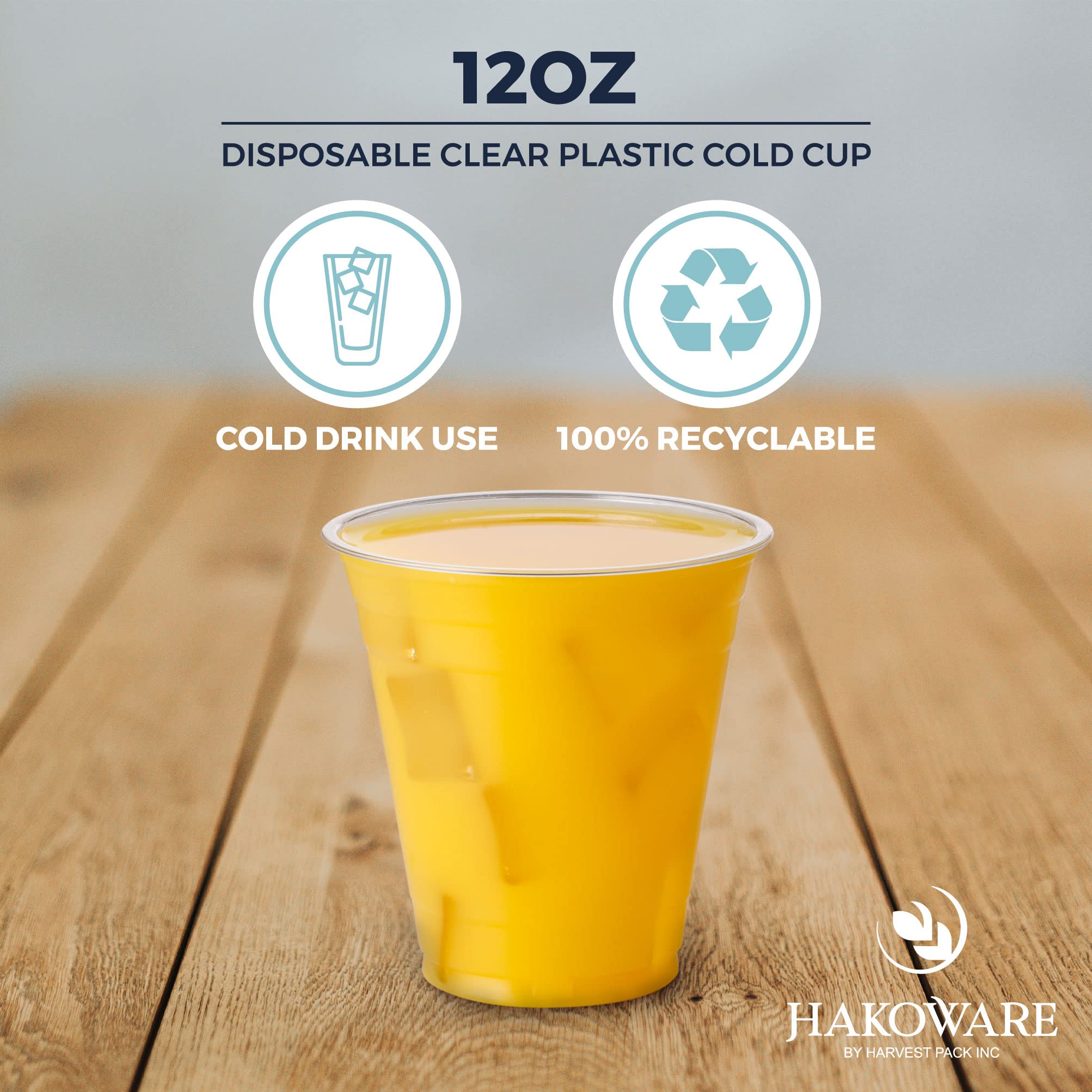 1000 Pack HAKOWARE 12 oz Clear Disposable Plastic Cups - PET Cold Drink Cups for Iced Coffee, Cocktails, Smoothies & Cold Beverages - Perfect for Weddings, Parties, Restaurants & Home Use