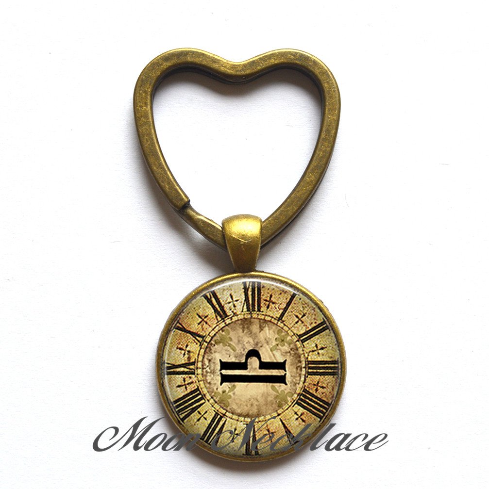 Steampunk Libra Heart Keychain - Unique Astrology Jewelry for Zodiac Lovers | Perfect Gift for Libra Birthdays, Valentine's Day & Cosplay Accessories