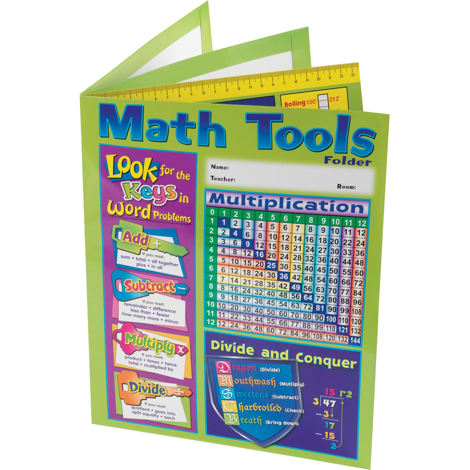 Intermediate Math Resource 4-Pocket Folders - Set of 12 for Classroom Organization | Math Practice & Homework Storage for Elementary Students | Durable School Supplies for Teachers & Kids