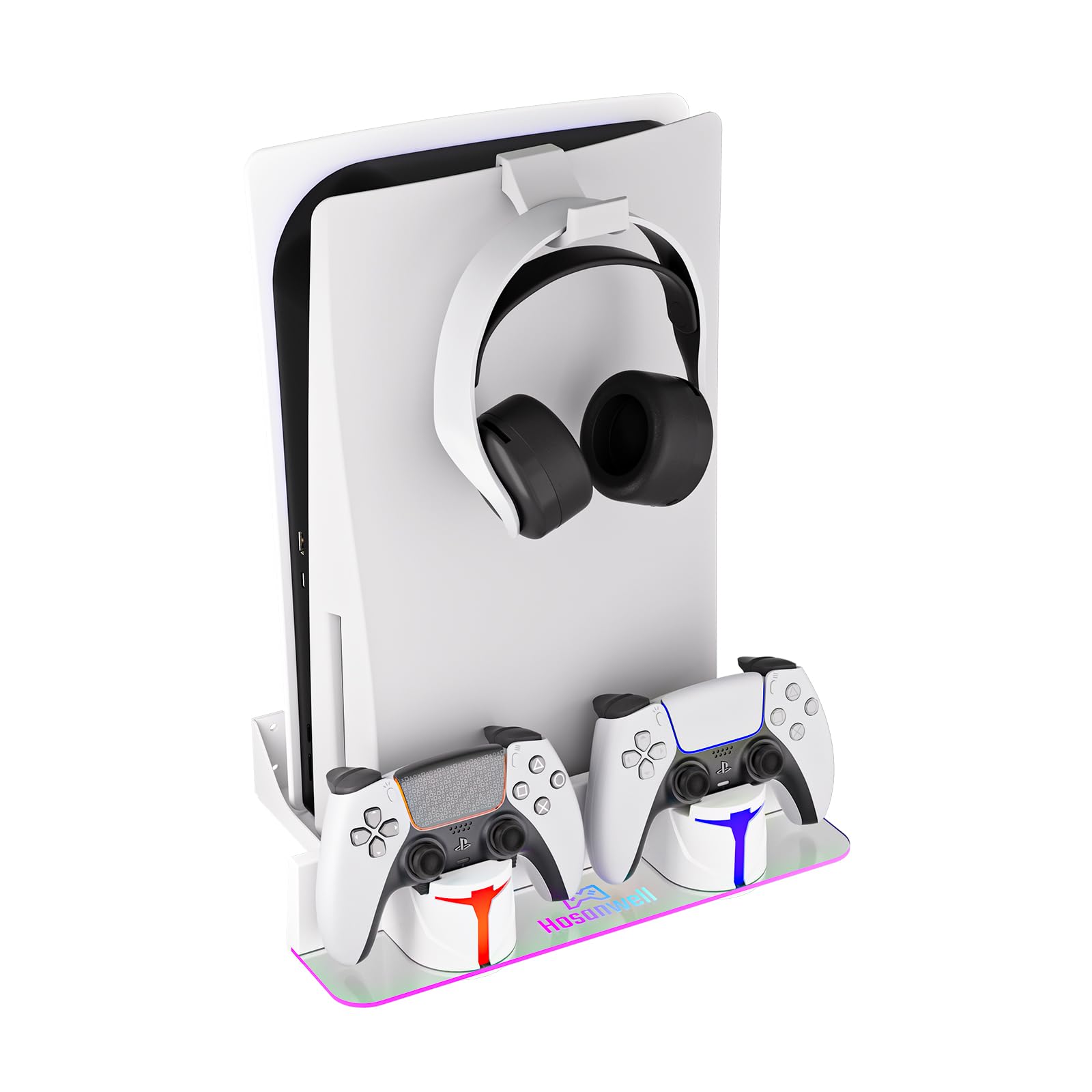 Hosanwell PS5 Wall Mount Kit with Charging Station - Playstation 5/Slim/Pro Accessories for Gaming Setup