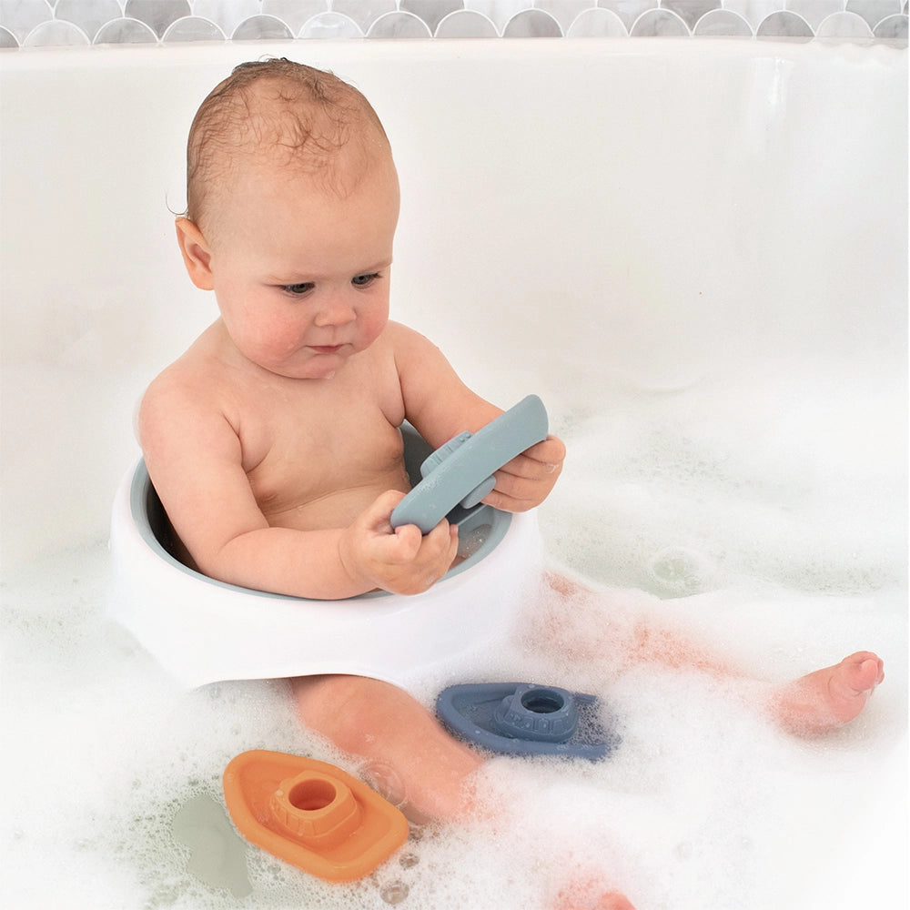 3 Pack Silicone Bathtub Tug Boats for Kids - Fun Bath Toys for Toddlers & Babies - Perfect for Bathtime Play and Water Sensory Activities