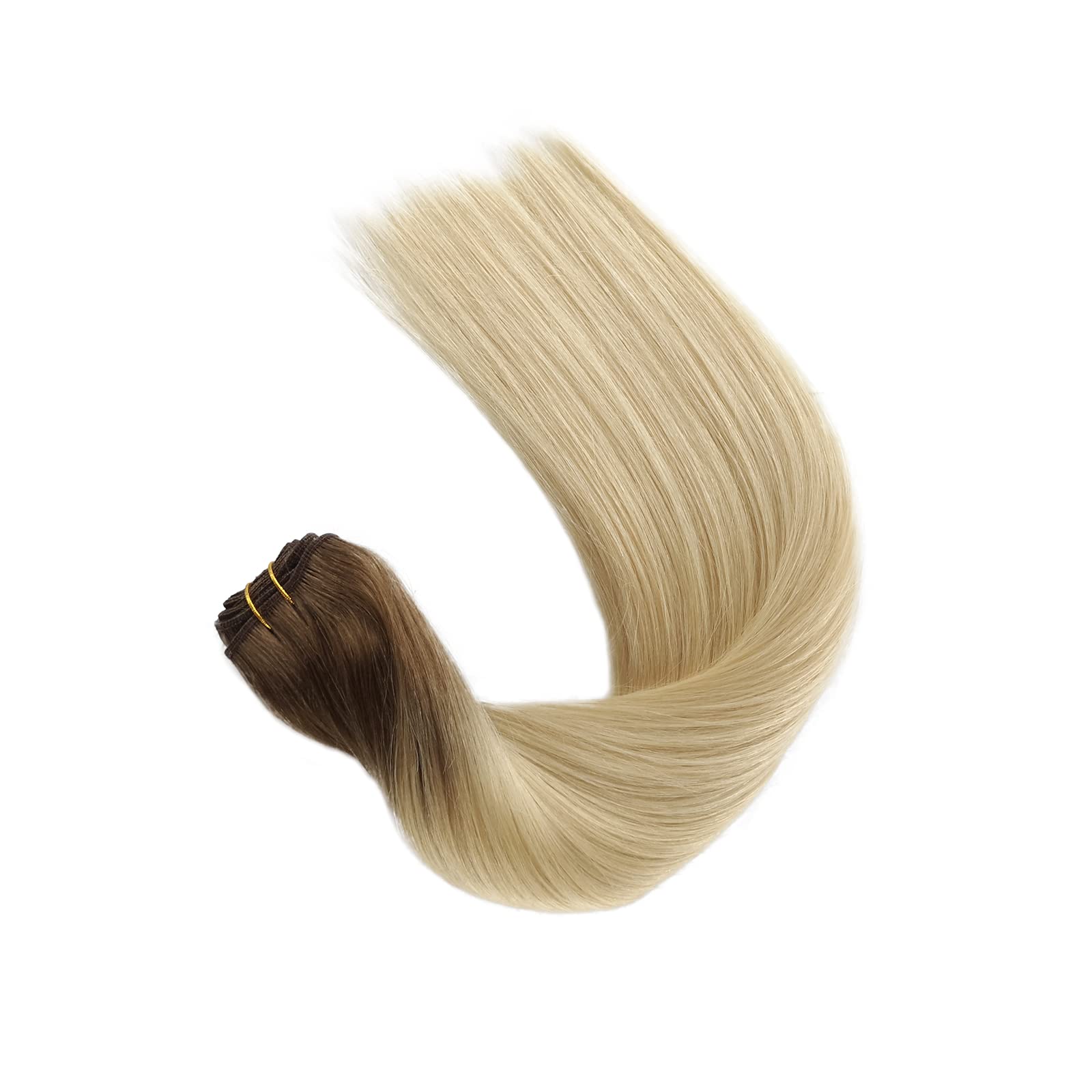 16 Inch 100g Brazilian Virgin Remy Hair Extensions - Ash Brown with Platinum Blonde Highlights | Sew-in Human Hair Weft Bundles for Women | Perfect for Daily Styling, Special Occasions & Salon Use