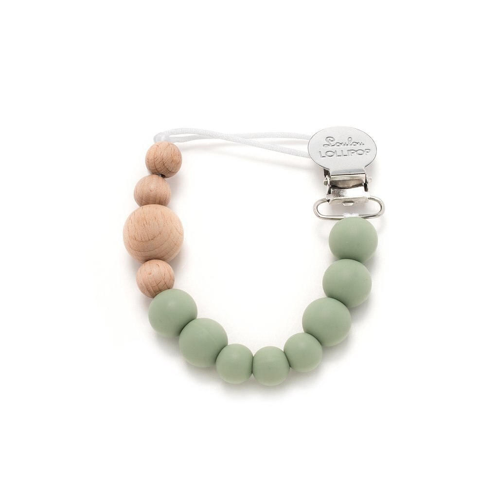 Color Block Silicone & Wood Pacifier Clip for Babies - Durable Teething Toy & Soother Holder for Strollers, Car Seats & Baby Gear