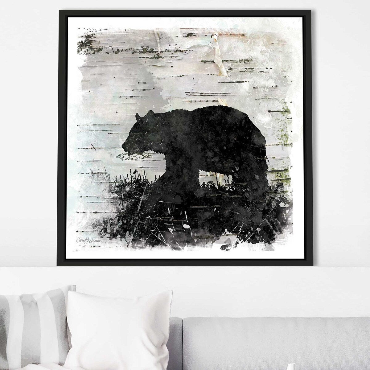 Birchbark Bear by Carol Robinson - Floating Canvas Wall Art Print - Nature Inspired Decor for Living Room, Bedroom & Office