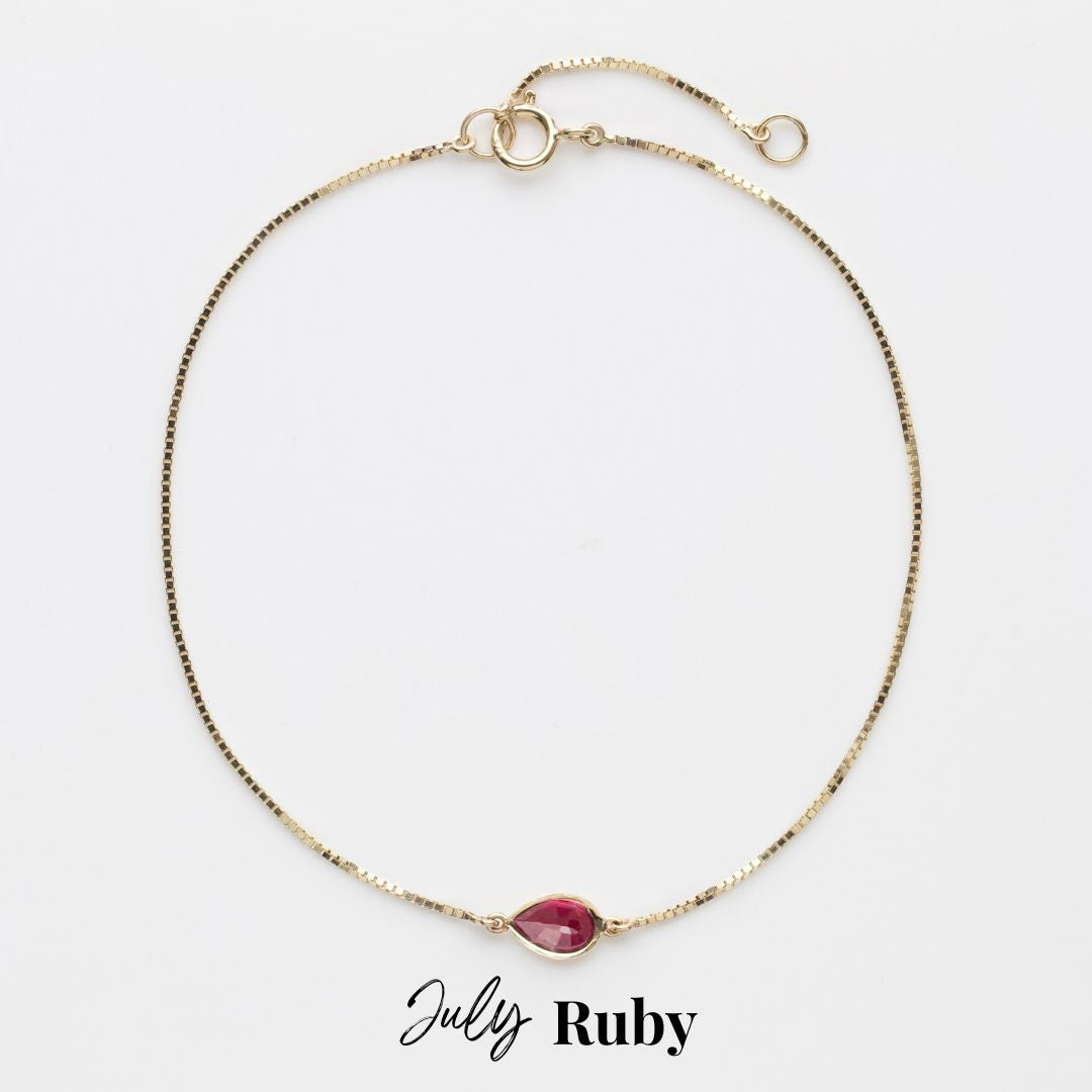 Birthstone Solitaire Bracelet - Dainty Sterling Silver Charm Bracelet for Women, Personalized Gift for Mom, Daughter, Wife - Perfect for Birthdays, Anniversaries & Special Occasions